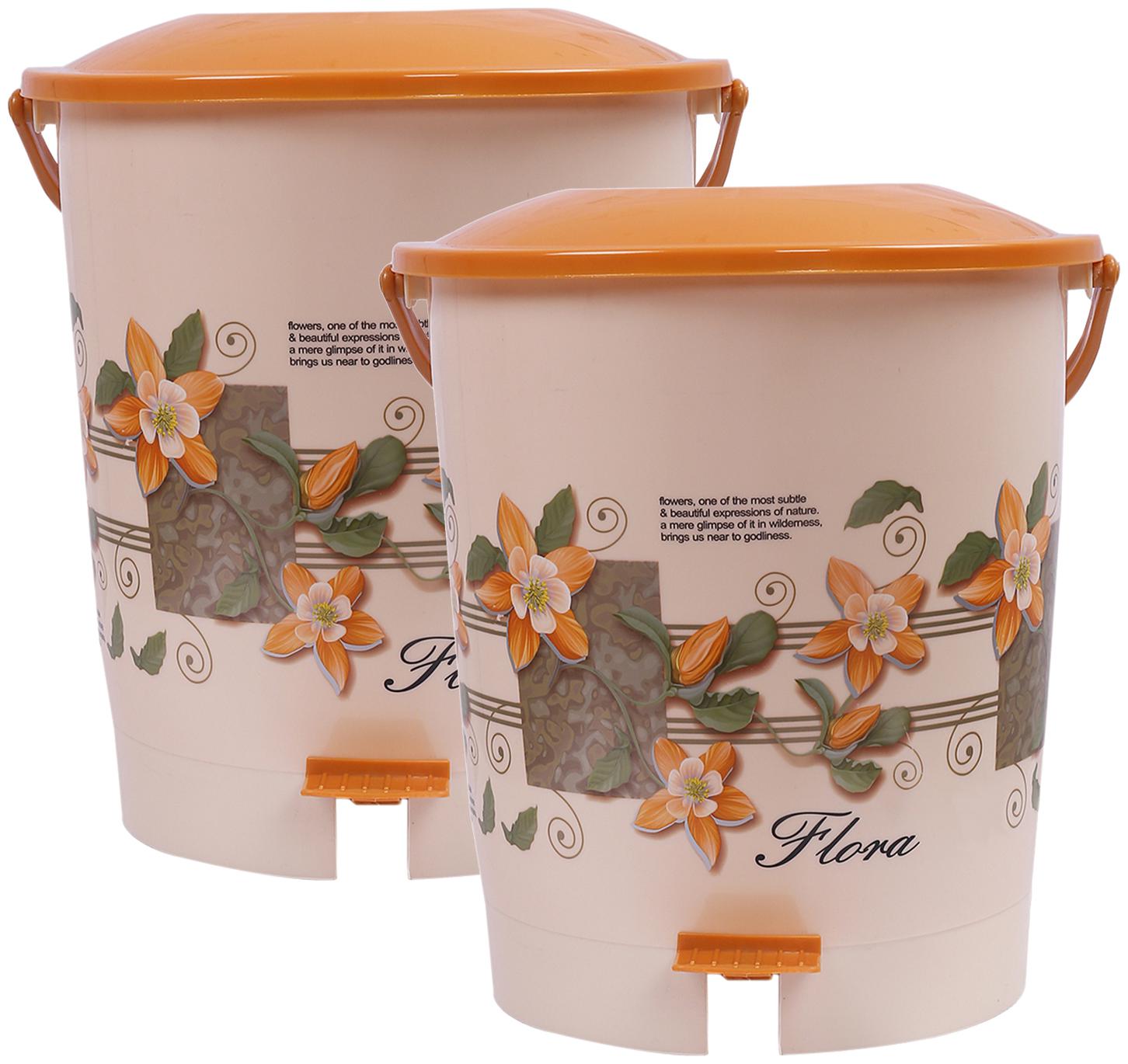 

Kuber Industries Virgin Plastic 2 pcs Dustbin Garbage Bin with Handle 10 L (Cream) -CTLTC10864 CTHH12337