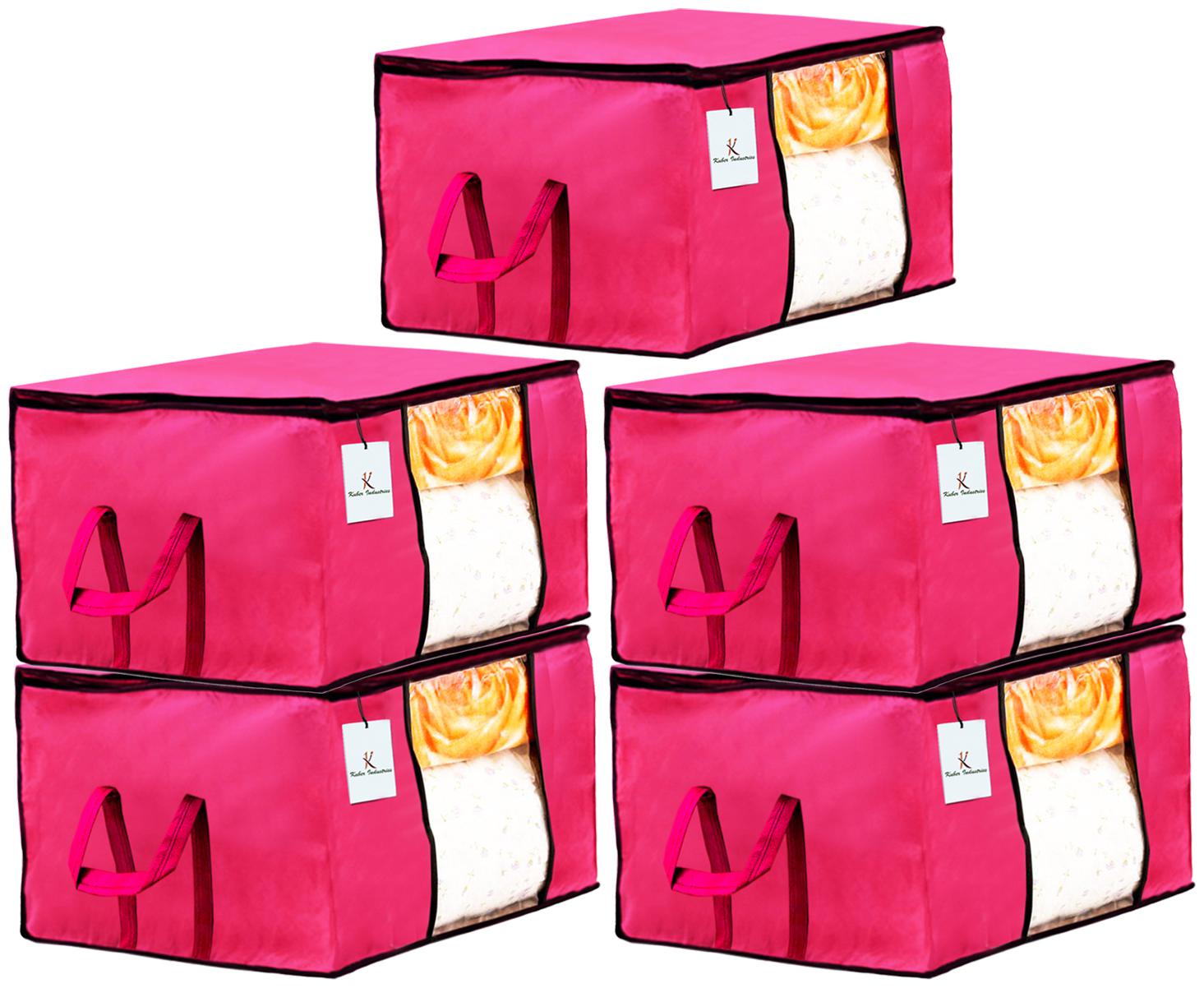 

Kuber Industries Underbed Storage Bag Storage Organiser Blanket Cover Set of 5 - Pink Extra Large Size CTHH14251