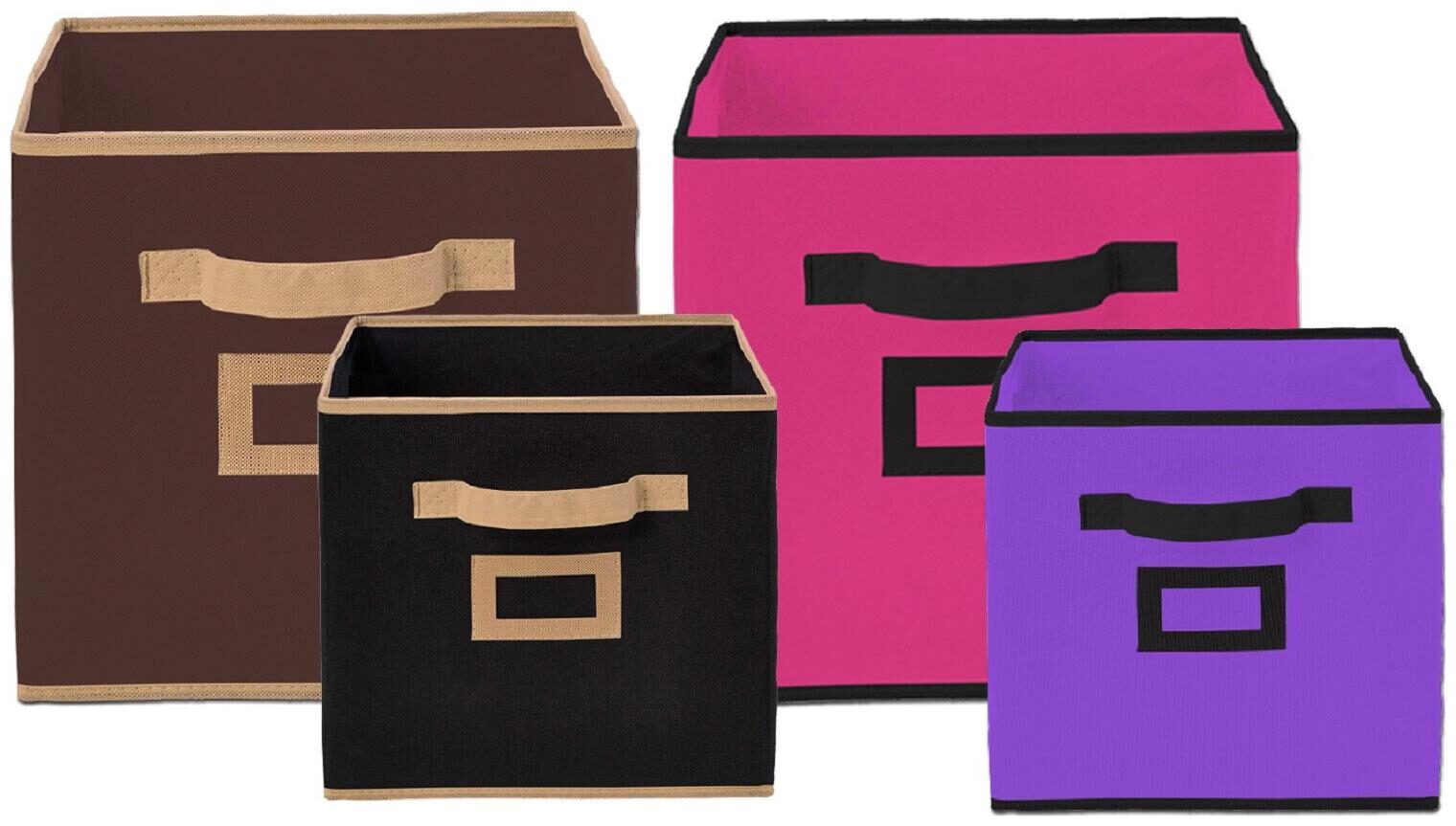 

Kuber Industries Non Woven 4 pcs Small Large Foldable Storage Organiser Cubes Boxes (Black Coffee Pink Purple) - CTHH17067
