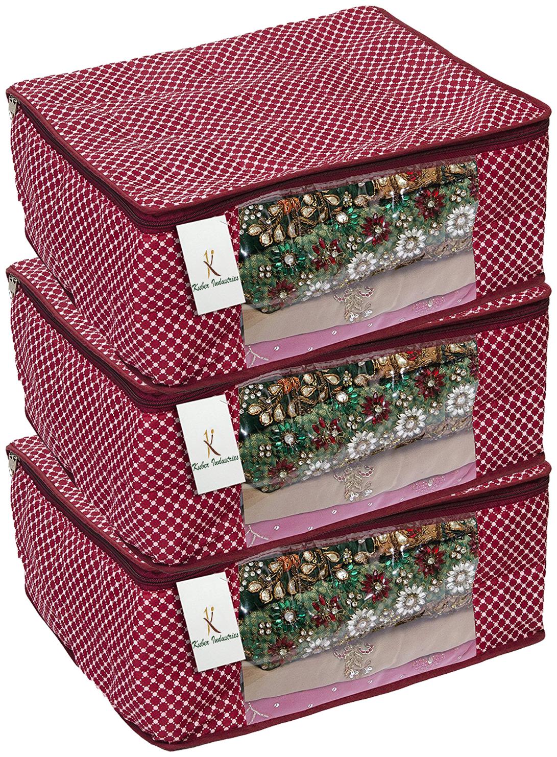 

Kuber Industries Cotton 3 pcs Hathkadi Print Saree Cover (Maroon) CTHH18881