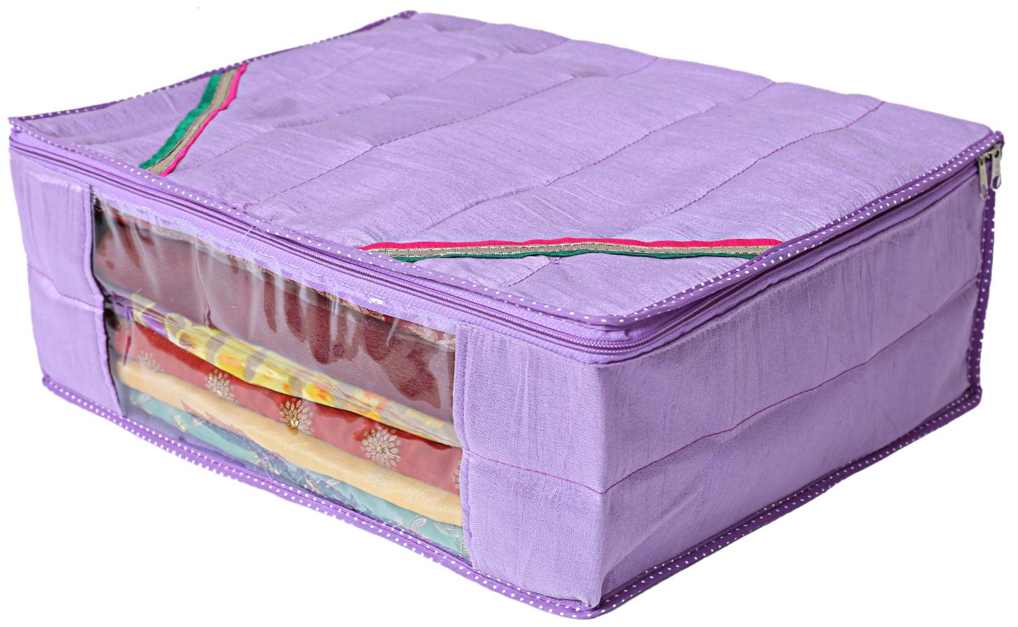 

Kuber Industries Raw Silk Saree Cover Wardrobe Organizer (Purple)- CTHH19203