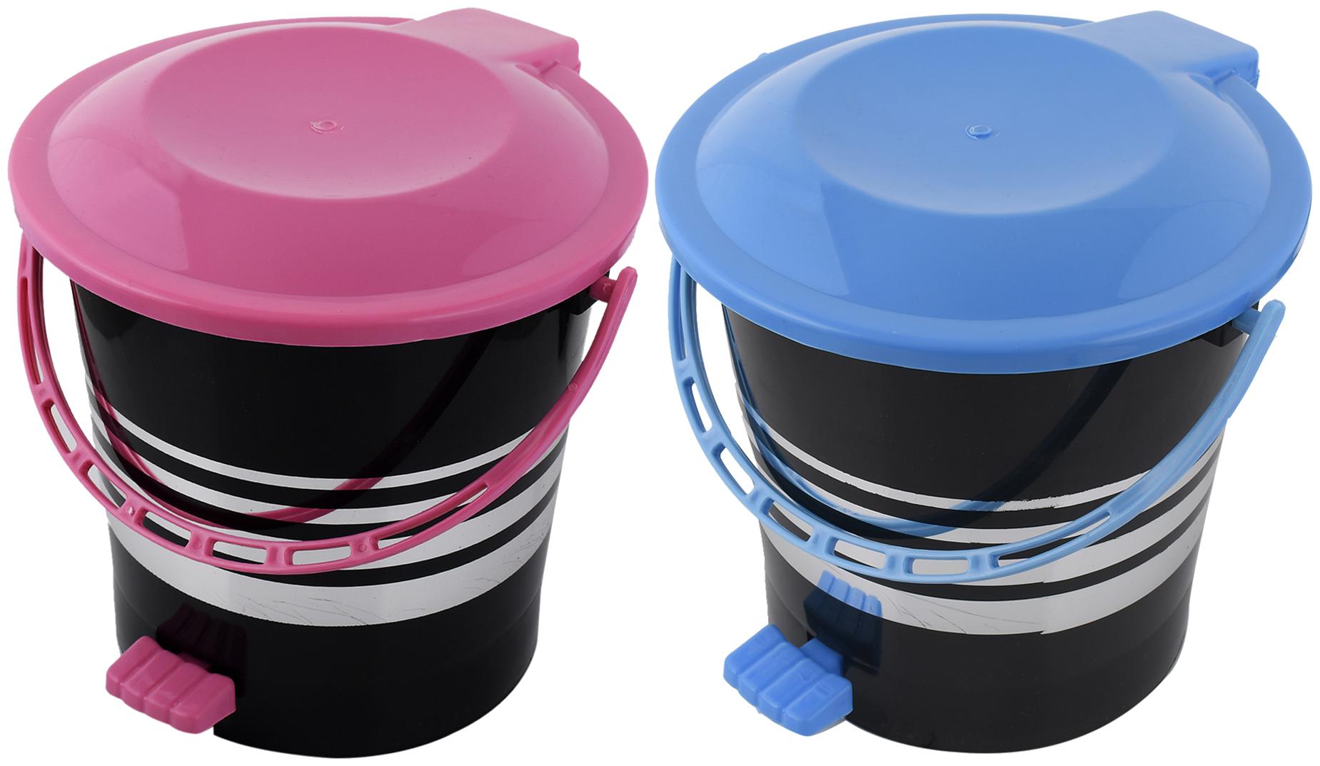 

Kuber Industries 2 pcs Plastic Dustbin Garbage Bin with Handle 10 L (Pink Blue) - CTHH17418