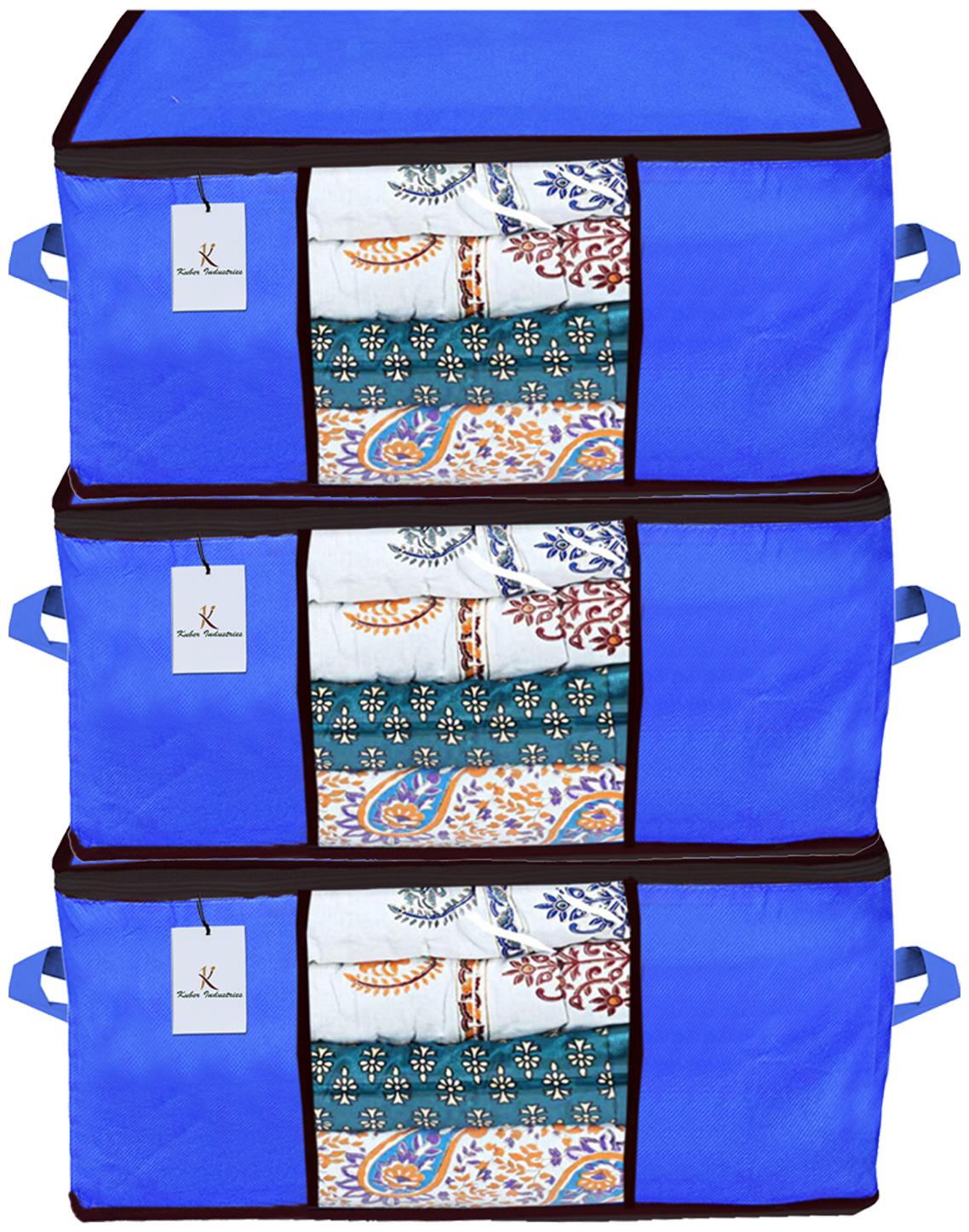 

Kuber Industries Underbed Storage Bag Storage Organiser Blanket Cover Set of 3 - Royal Blue Extra Large Size CTHH14307