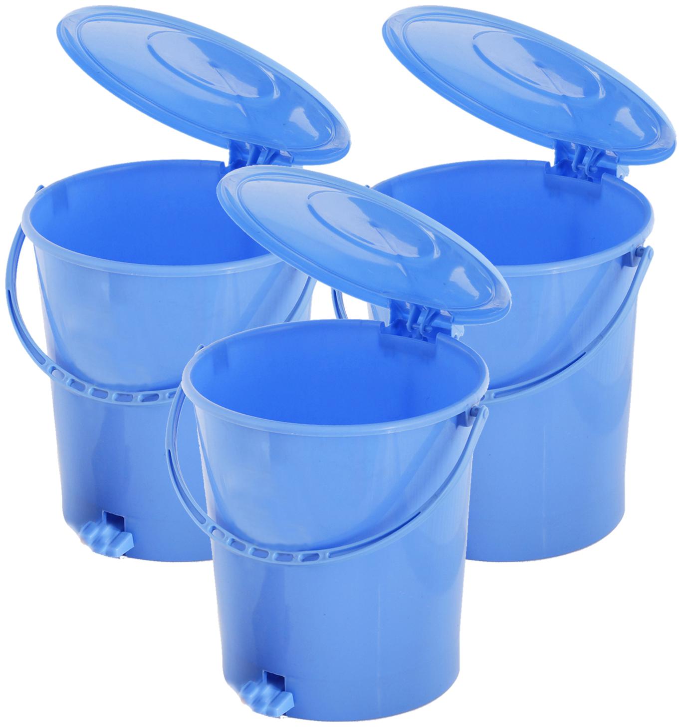 

Kuber Industries 3 pcs Plastic Dustbin Garbage Bin with Handle 10 L (Blue) - CTHH16351