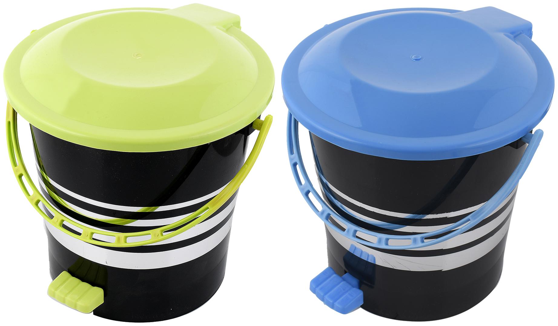 

Kuber Industries 2 pcs Plastic Dustbin Garbage Bin with Handle 5 L (Blue Green) - CTHH17380