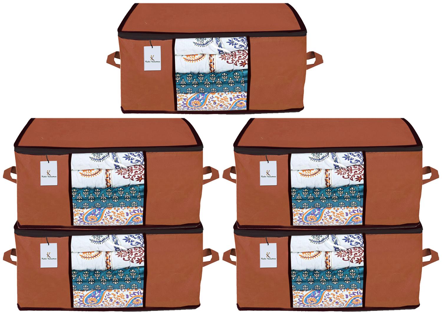 

Kuber Industries Underbed Storage Bag Storage Organiser Blanket Cover Set of 5 - Dark Brown Extra Large Size CTHH14316