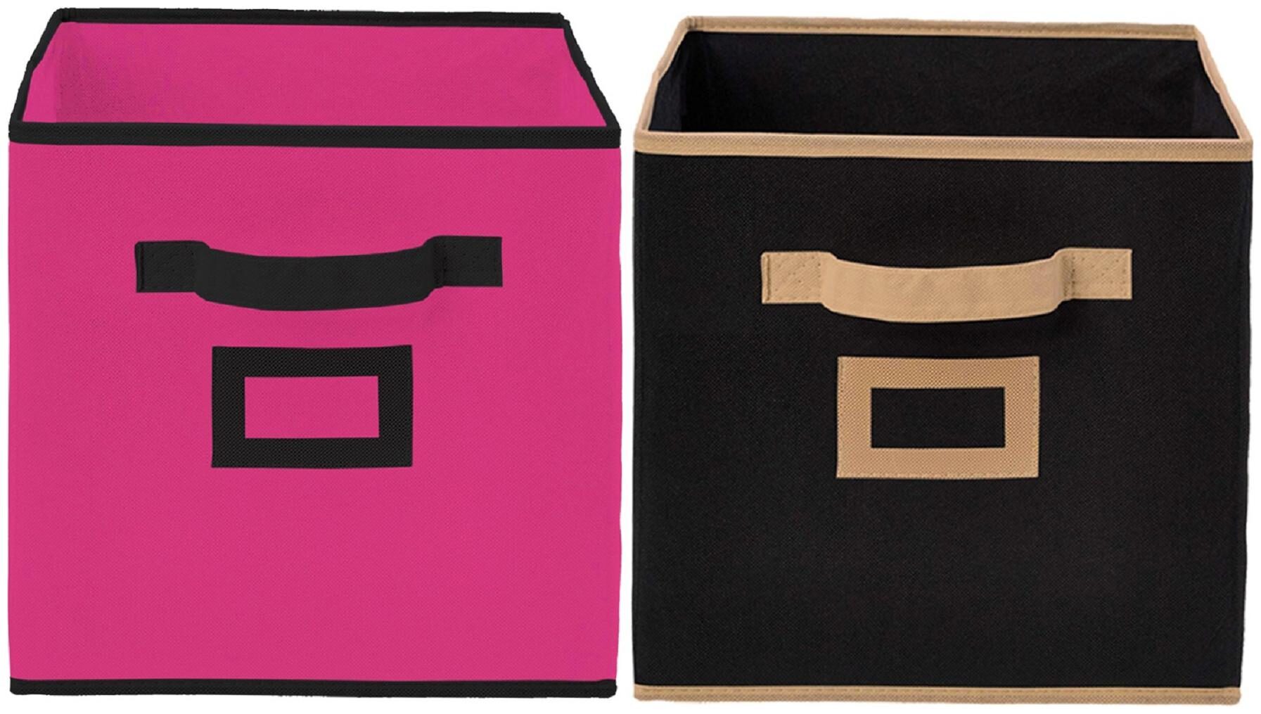 

Kuber Industries Non Woven 2 pcs Large Foldable Storage Organiser Cubes Boxes (Black Pink) - CTHH16972