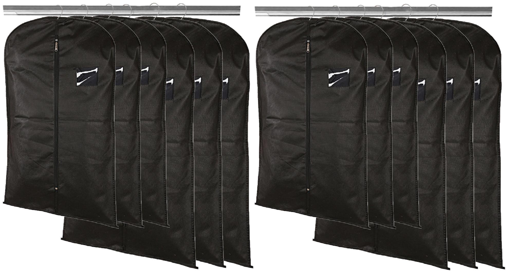 

Kuber Industries Non woven 12 pcs Men s Kids Hanging Coat Blazer Suit Cloth Cover- Big Small (Black) - CTHH10844