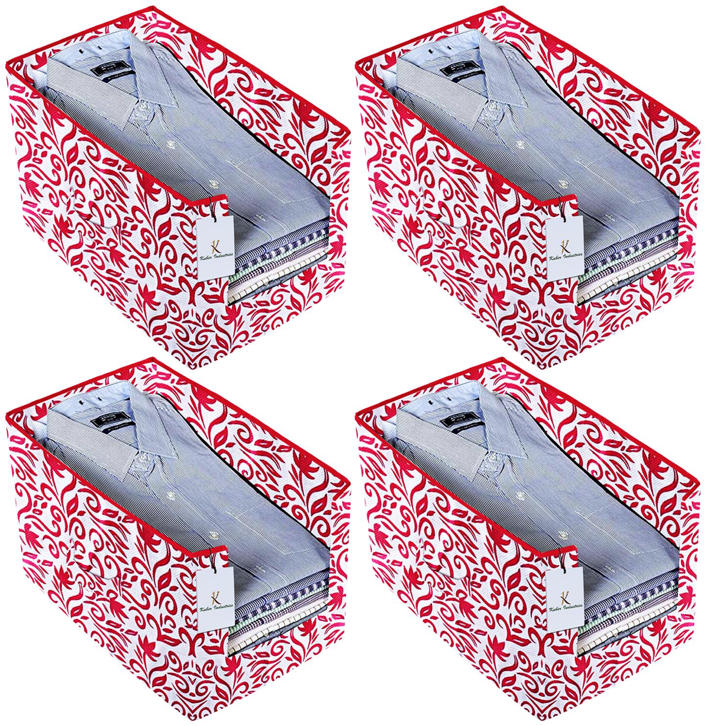 

Kuber Industries Leaf Printed 4 pc Non Woven Shirt Stacker Wardrobe Organizer Set (Pink) - CTHH16754