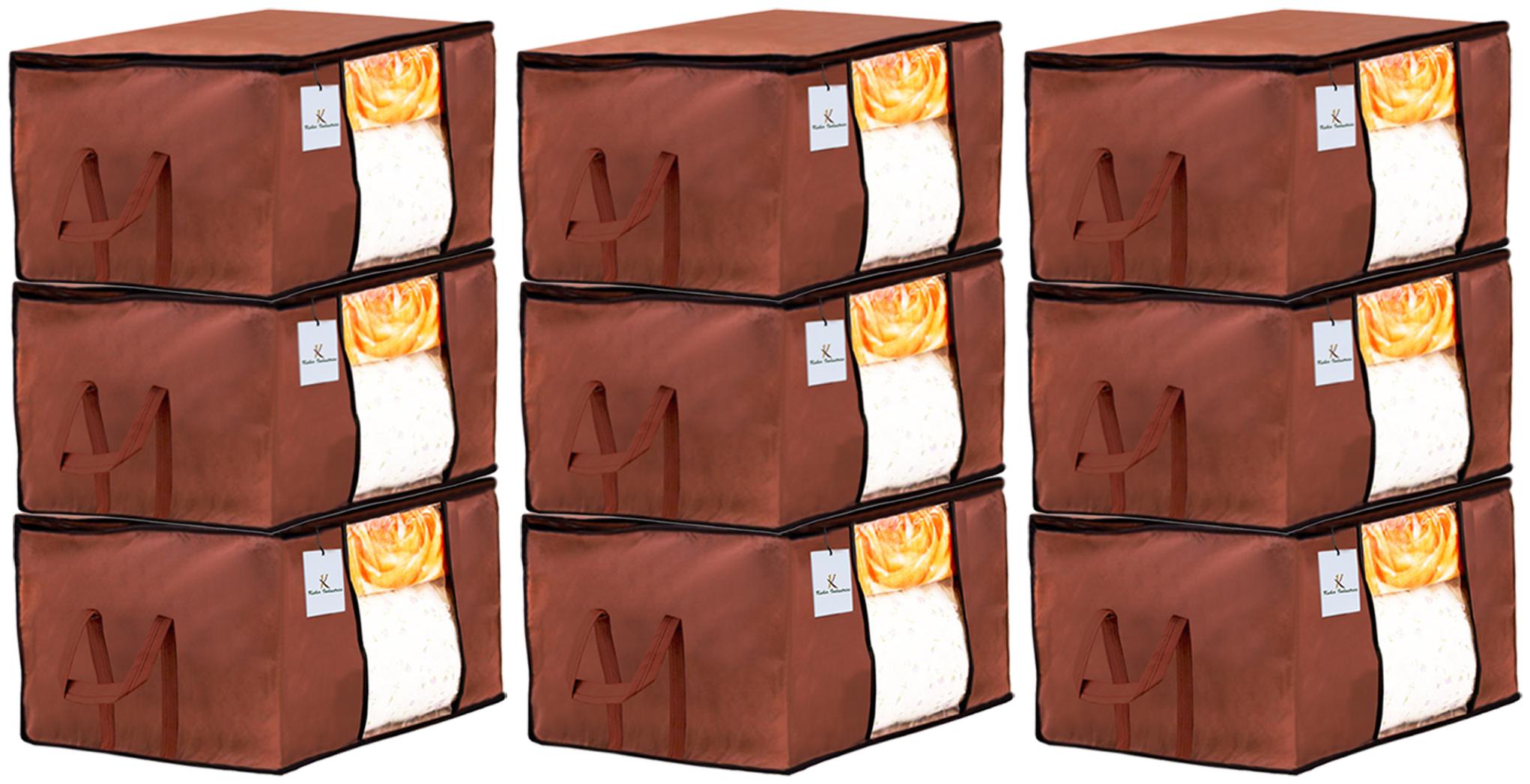 

Kuber Industries Underbed Storage Bag Storage Organiser Blanket Cover Set of 9- Dark Brown Extra Large Size CTHH14267