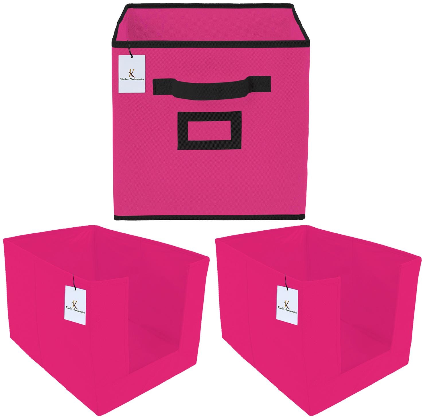 

Kuber Industries Non Woven 2 pc Shirt Stacker Wardrobe Organizer And 1 pc Small Foldable Storage Organiser Cubes Boxes (Pink) - CTHH17714