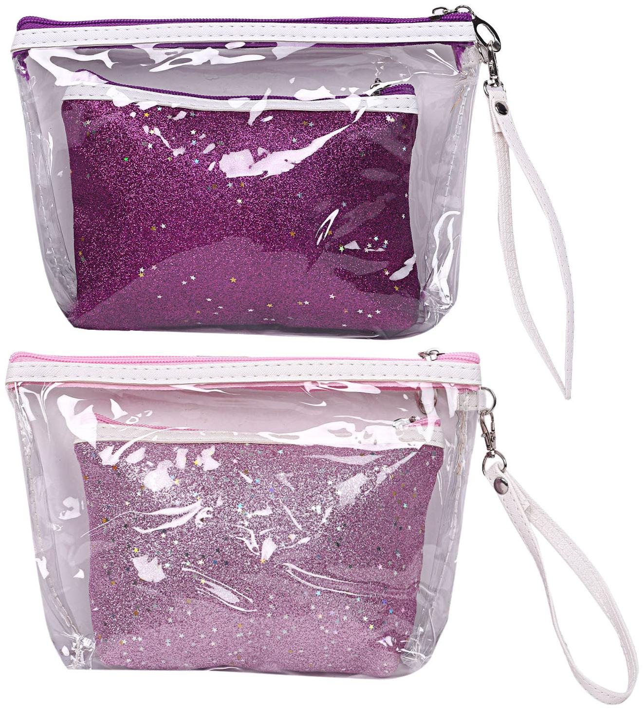 

Kuber Industries 4 Pieces Waterproof Toiletries Make Up Pouch Organizer Travel Pouch Set Purple Peach - CTHH13341