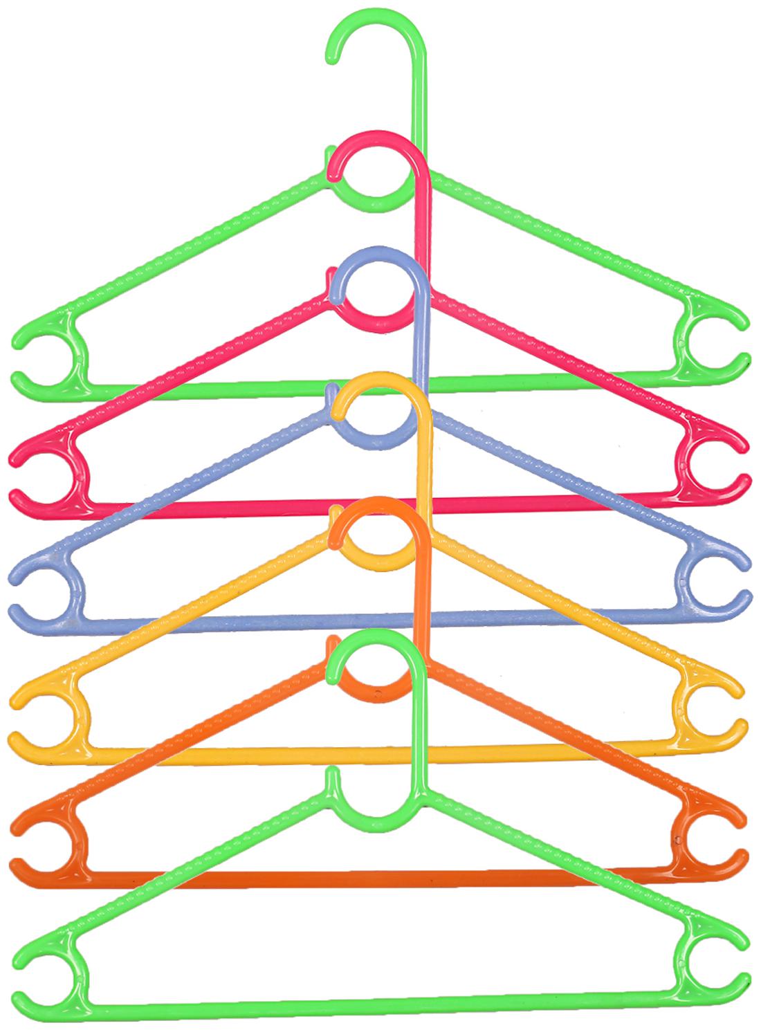 

Kuber Industries Plastic 6 pcs Hanger Set for wardrobe (Multi) CTHH19596