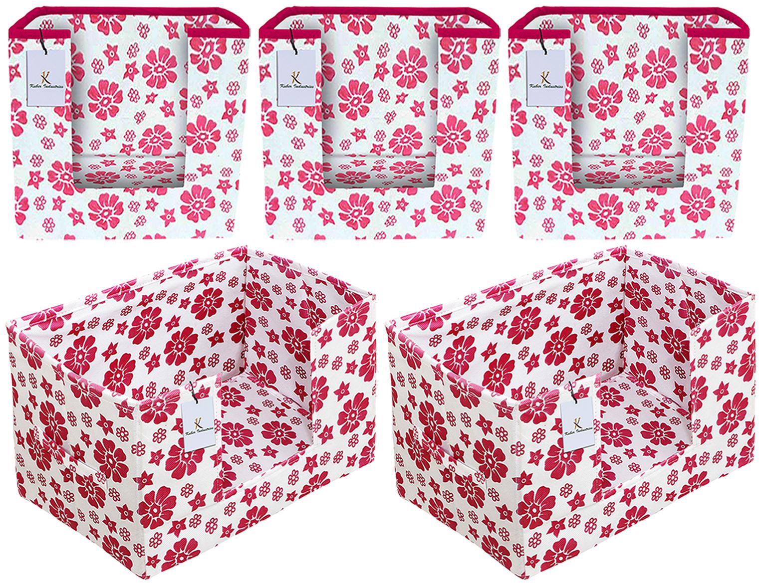 

Kuber Industries Flower Printed Non Woven 3 pc Shirt Stacker And 2 pc Foldable Rectangle Cloth Saree Stacker Cloth Wardrobe Organizer Wardrobe Organizer (Pink) - CTHH17582