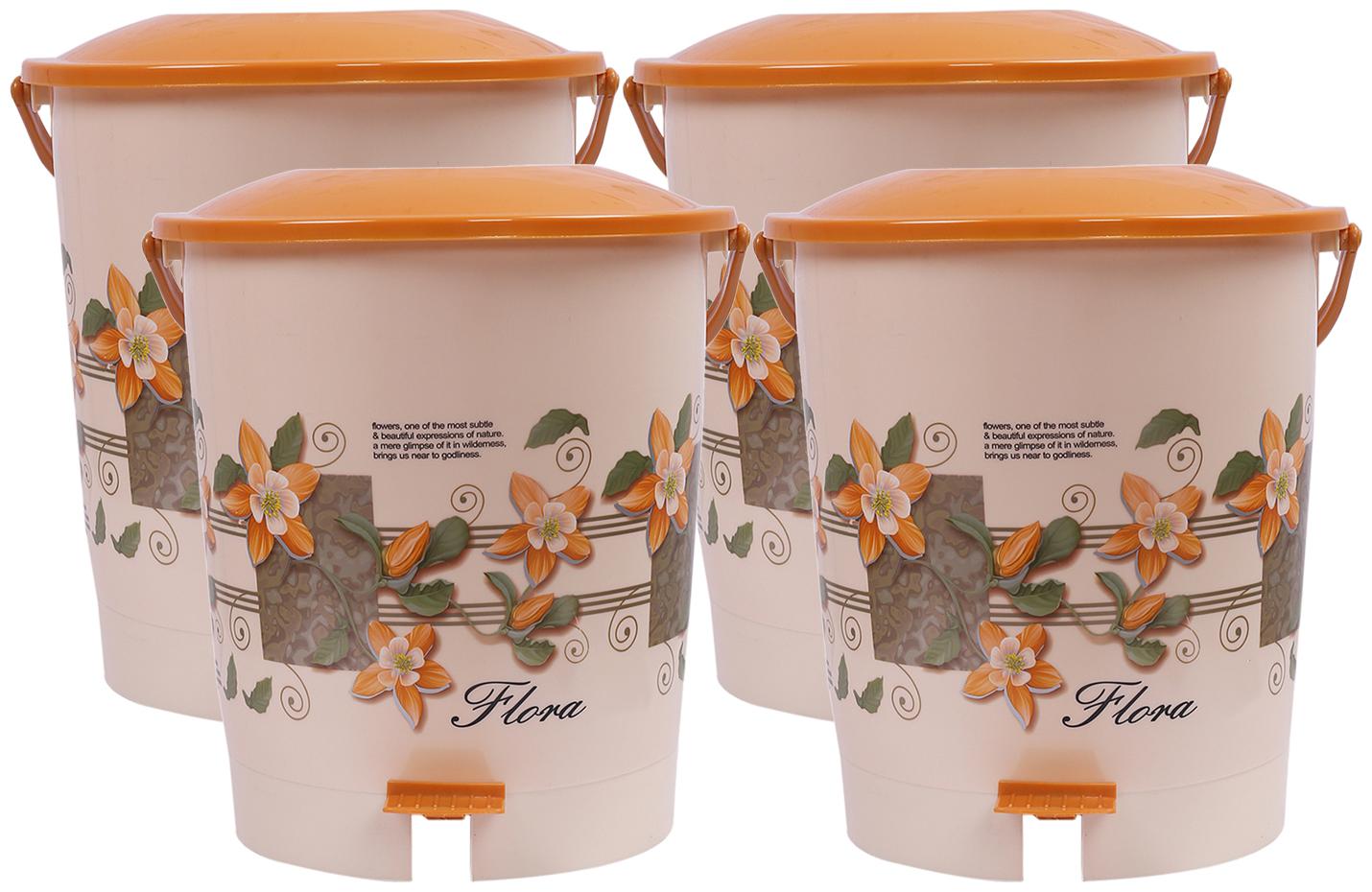 

Kuber Industries Virgin Plastic 4 pcs Dustbin Garbage Bin with Handle 10 L (Cream) -CTLTC10868 CTHH12341