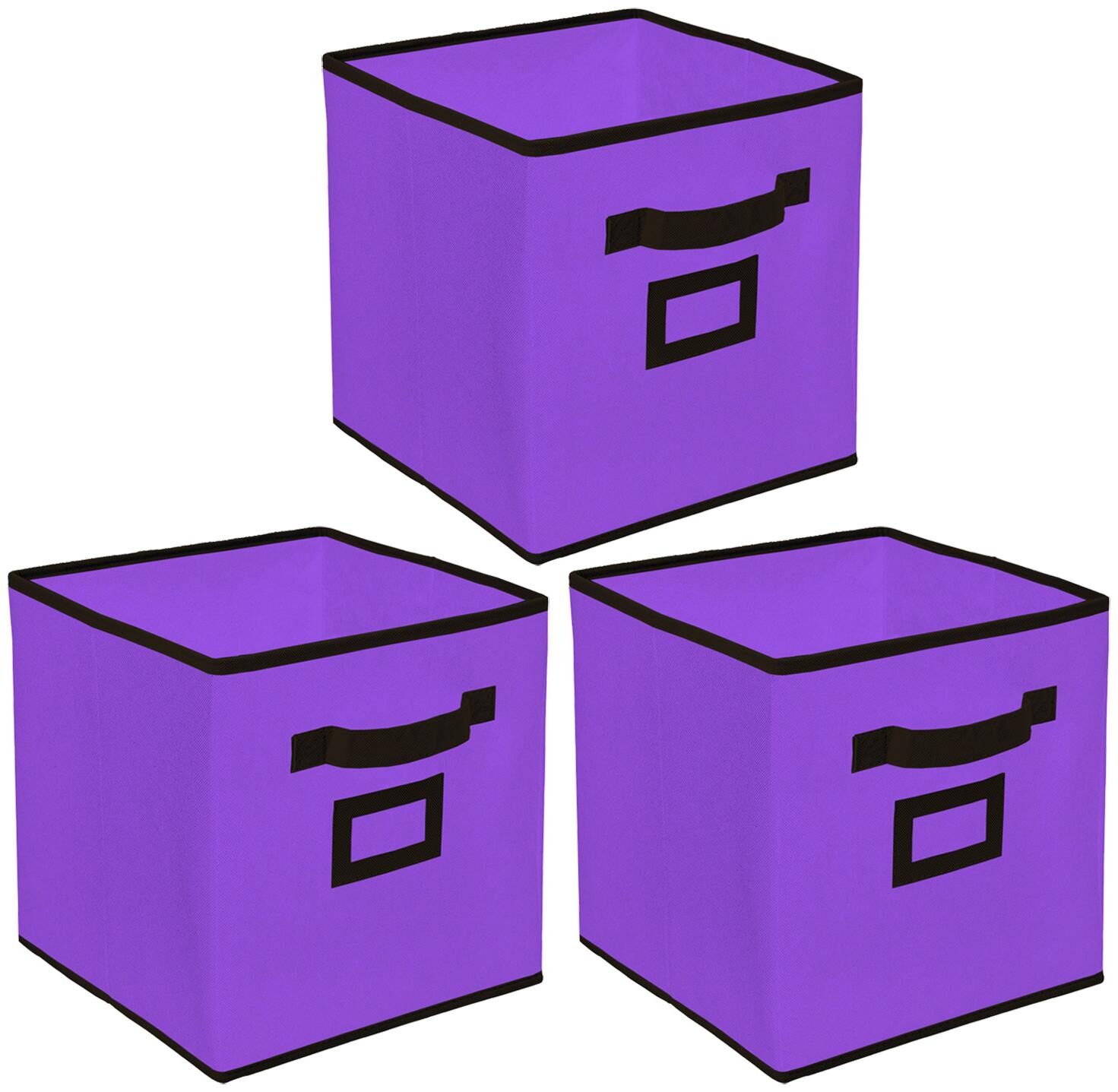 

Kuber Industries Non Woven 3 pcs Large Foldable Storage Organiser Cubes Boxes (Purple) - CTHH16963