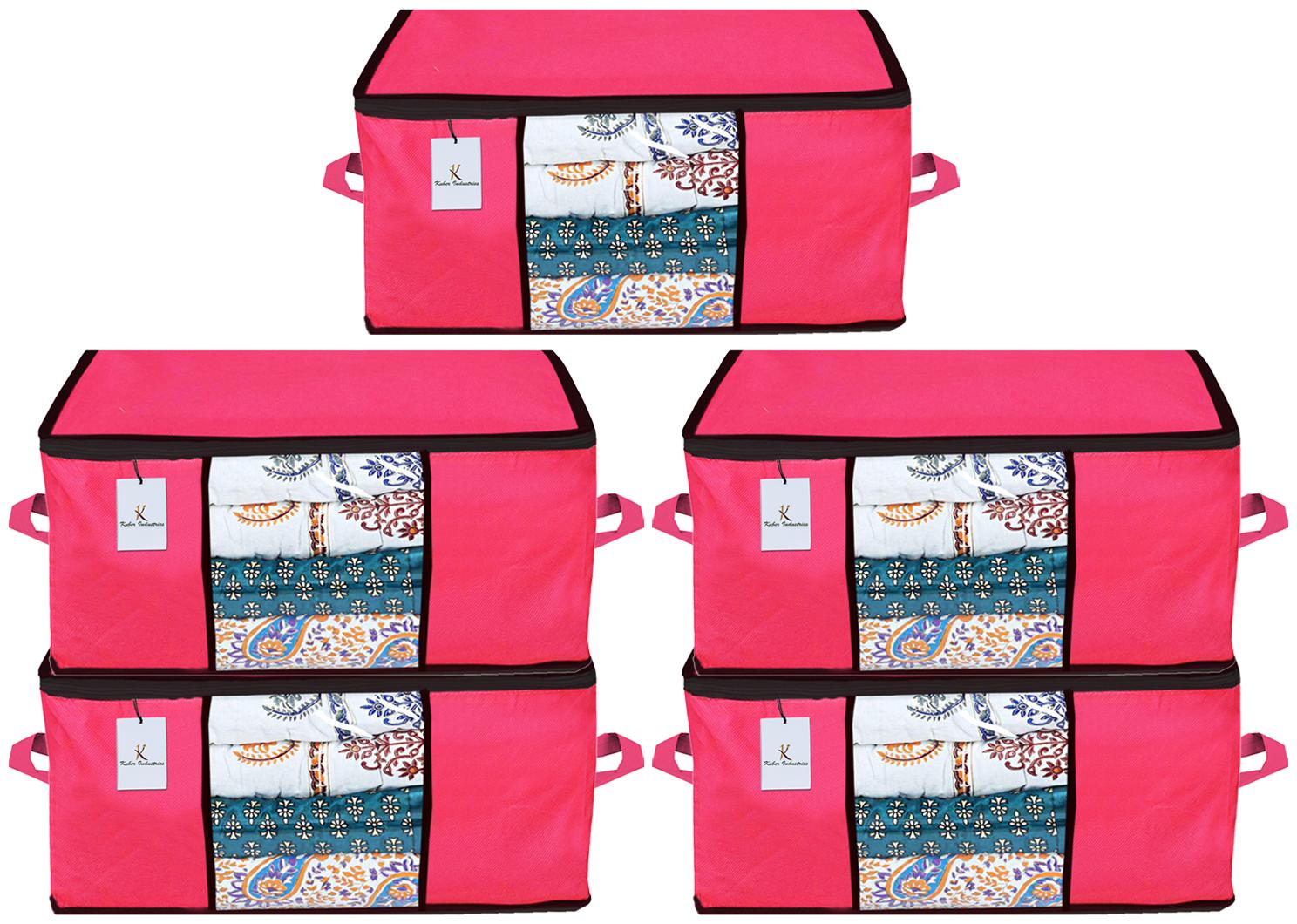 

Kuber Industries Underbed Storage Bag Storage Organiser Blanket Cover Set of 5 - Pink Extra Large Size CTHH14302