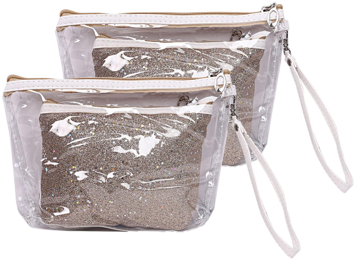 

Kuber Industries 4 Pieces Waterproof Toiletries Make Up Pouch Organizer Travel Pouch Set Gold - CTHH13333