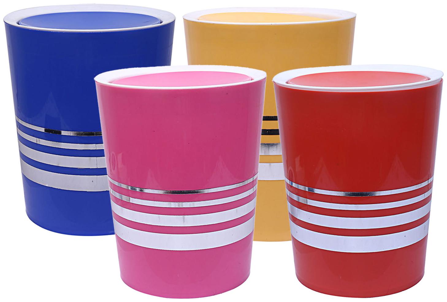 

Kuber Industries Plastic 4 pcs Swing Lid Garbage Waste Dustbin 5 L (Pink Blue Red Yellow) - CTHH13439