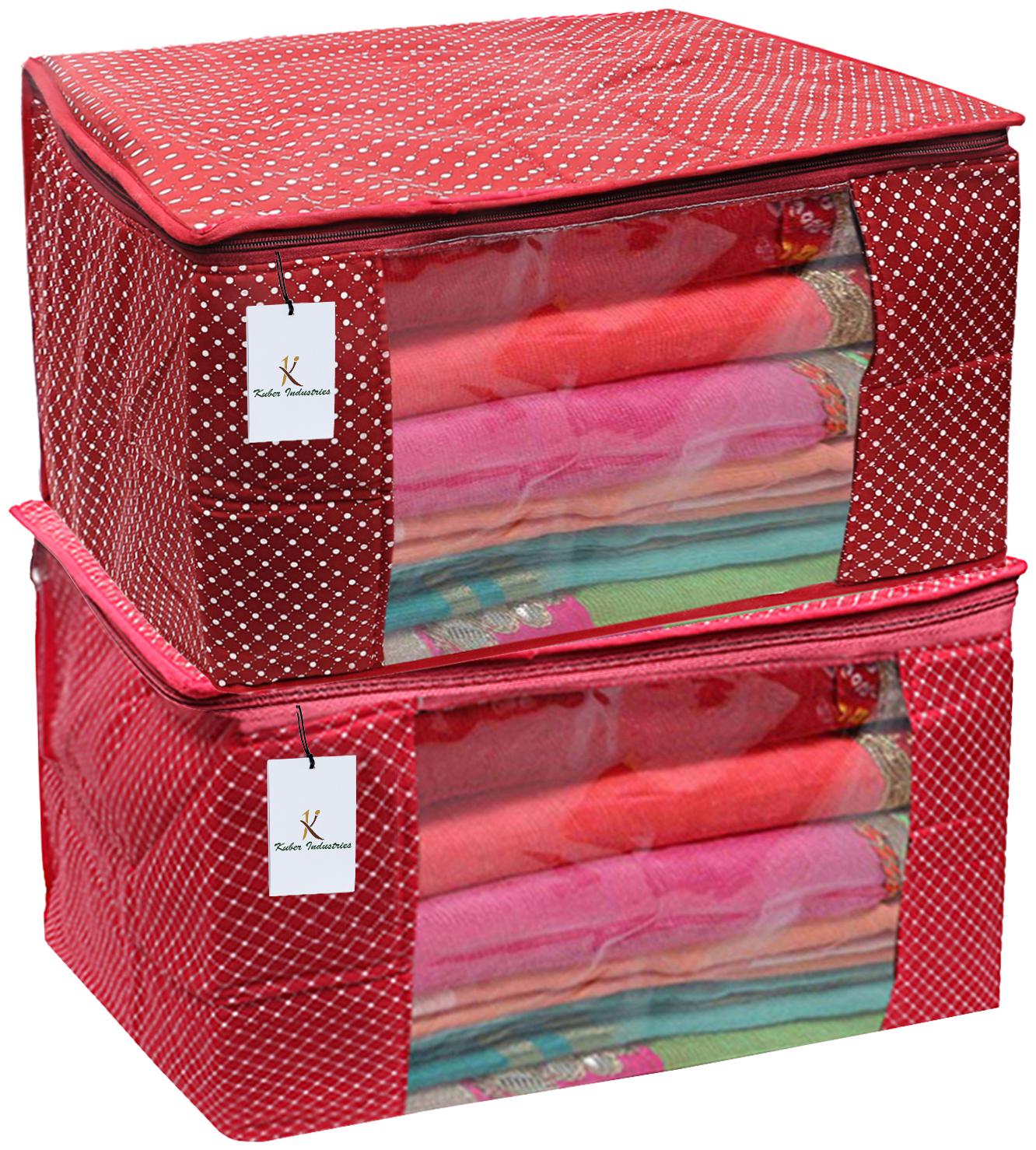 

Kuber Industries Cotton 2 Pieces Three Layer Quilted Extra Large Saree Cover (Pink Blue)- CTHH20094