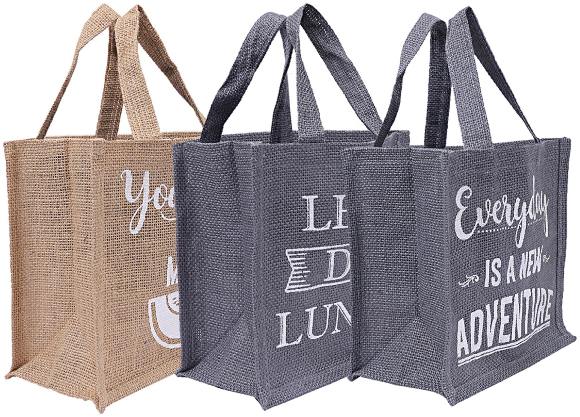 

Kuber Industries 3 pcs Men s and Women s Reusable Eco-Friendly Multipurpose Jute Hand Bag (Brown Grey) - CTHH11256