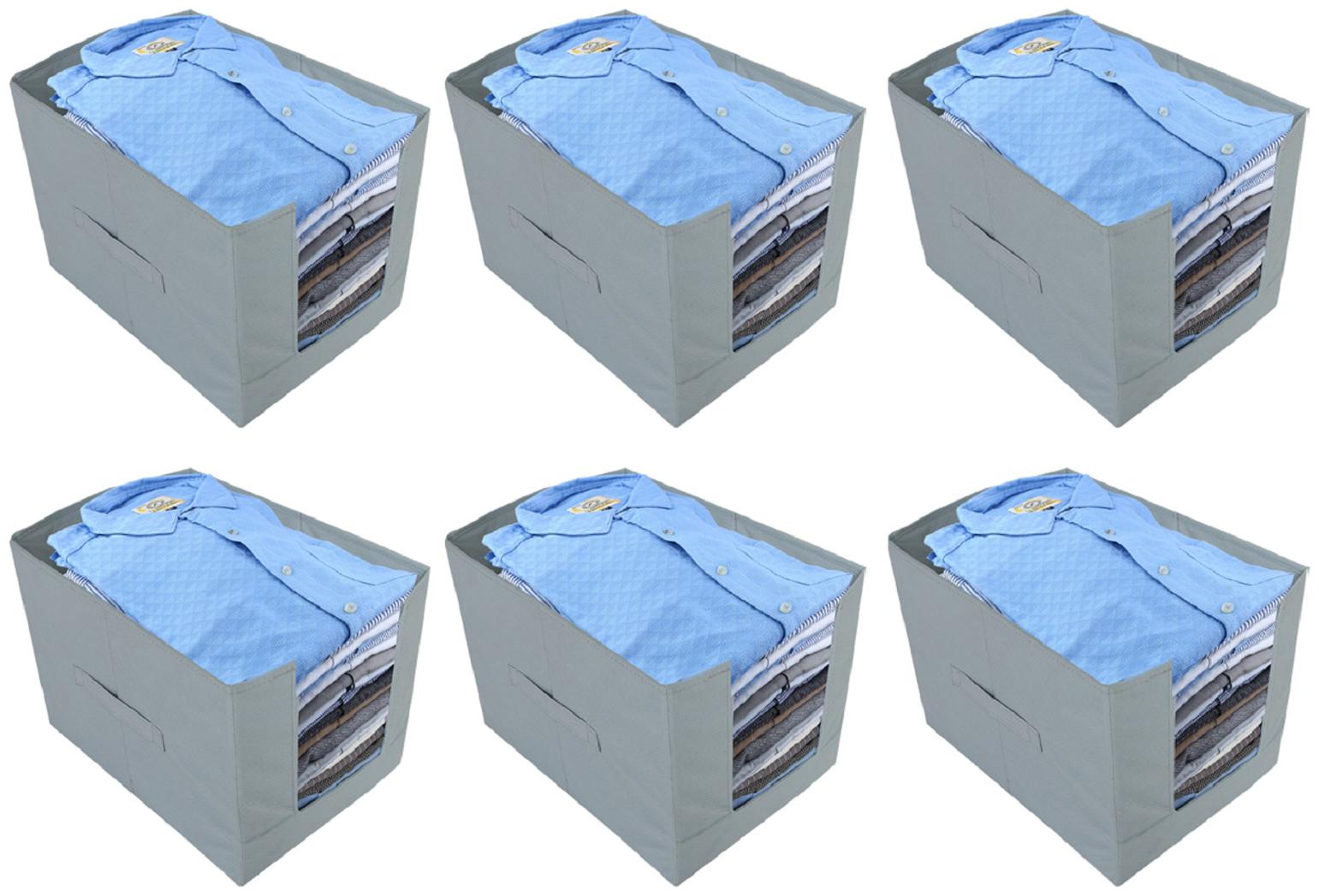 

Kuber Industries Non-Woven 6 pcs Shirt Stacker Wardrobe Organizer (Grey) CTHH11816