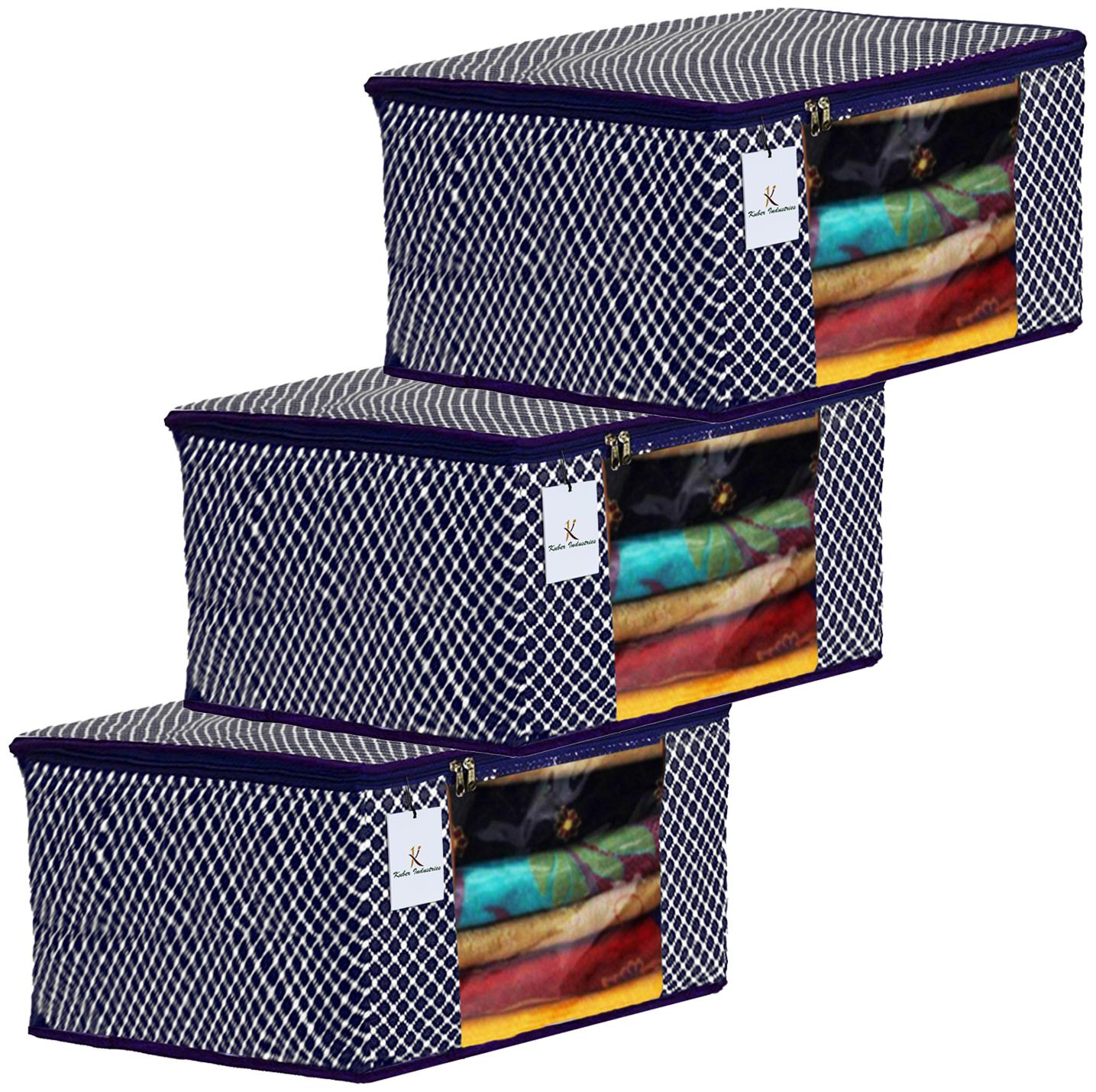 

Kuber Industries Polka Dots 3 pcs Cotton 3 Layered Quilted Saree Cover (Blue) - CTHH14788