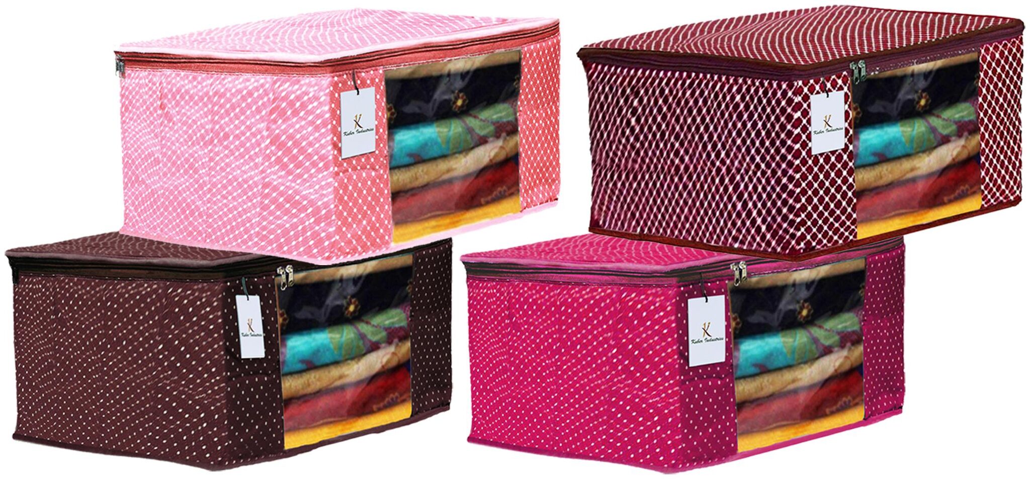 

Kuber Industries Polka Dots 4 pcs Cotton 3 Layered Quilted Saree Cover (Brown Peach Rani Maroon) - CTHH14963