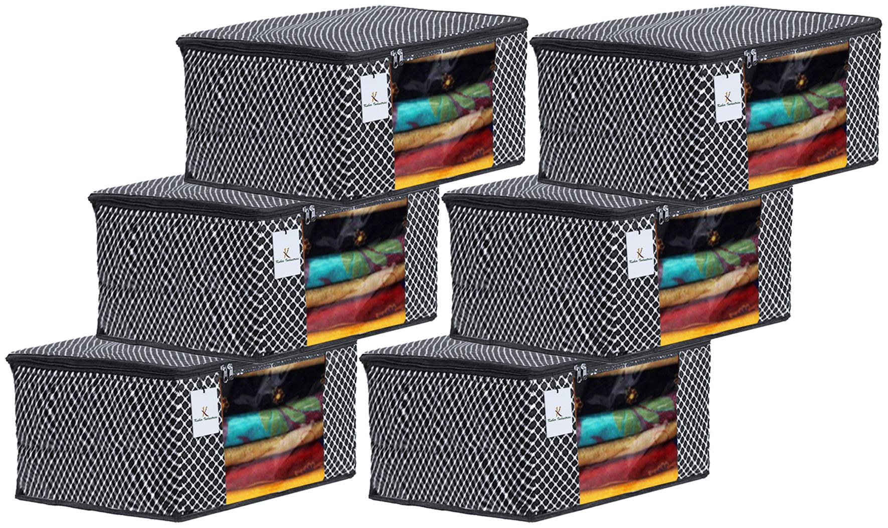 

Kuber Industries Polka Dots 6 pcs Cotton 3 Layered Quilted Saree Cover (Black) - CTHH14815