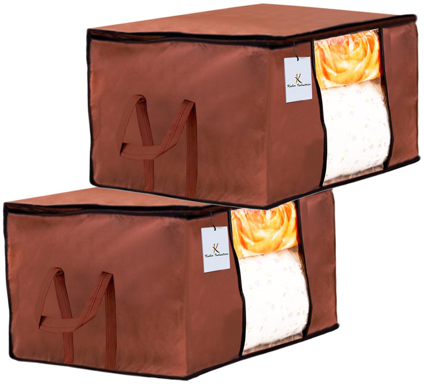 

Kuber Industries Underbed Storage Bag Storage Organiser Blanket Cover Set of 2 - Dark Brown Extra Large Size CTHH14211