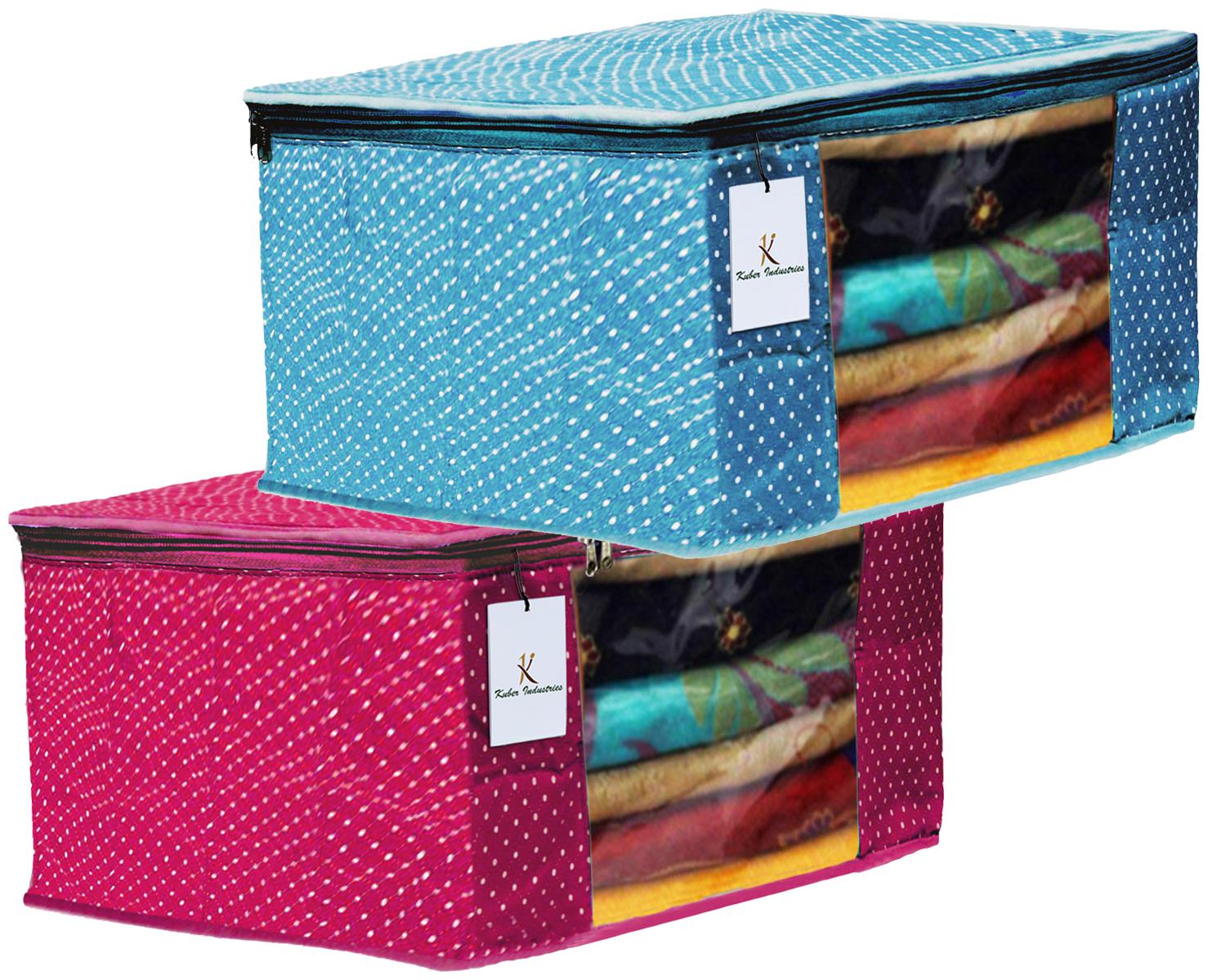 

Kuber Industries Polka Dots 2 pcs Cotton 3 Layered Quilted Saree Cover (Rani Sky Blue) - CTHH14865