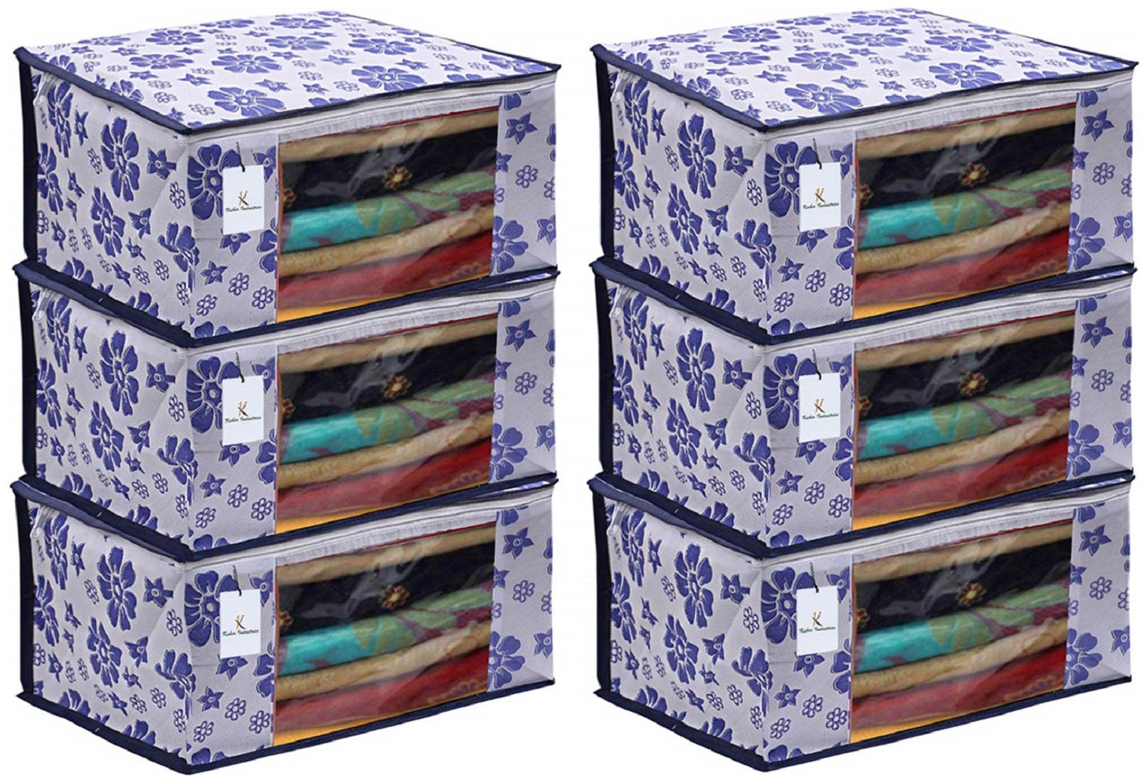 

Kuber Industries 6 pc Non Woven Saree Cover Set Royal Blue CTHH11737