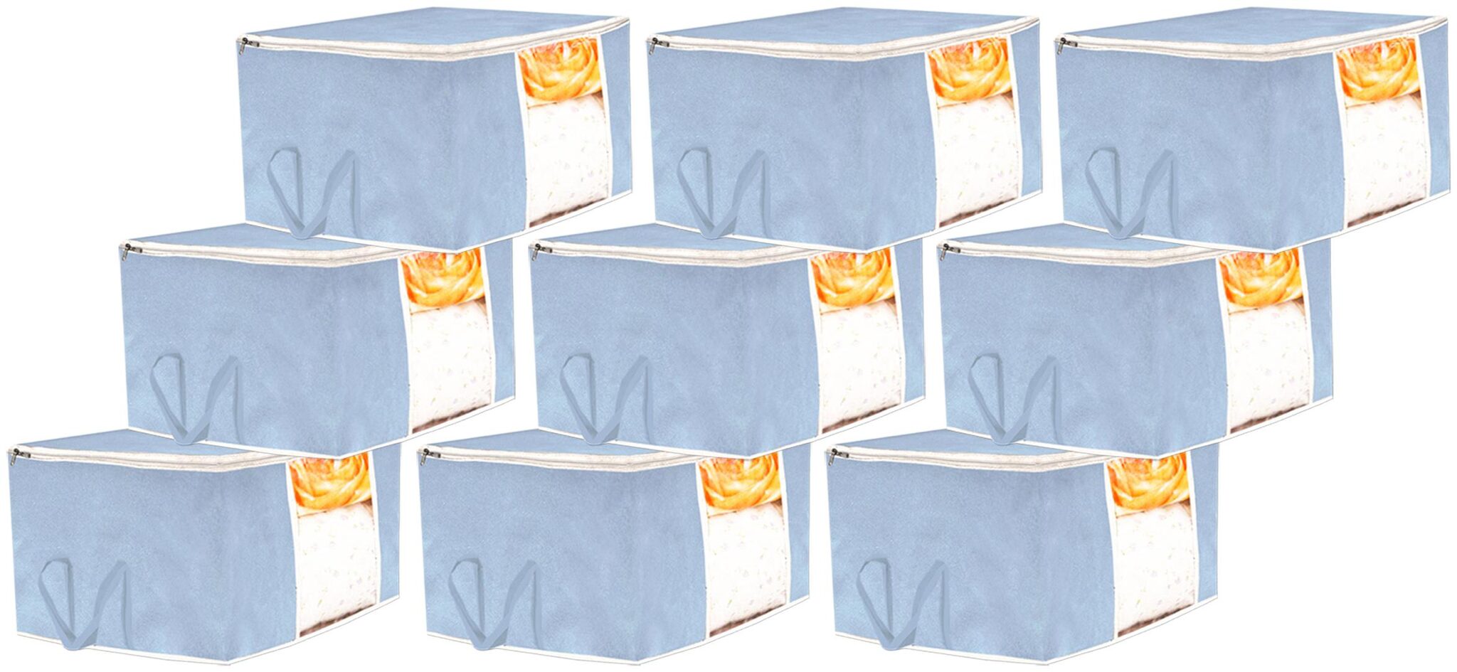 

Kuber Industries 9 pc Non Woven Underbed Storage Bag Storage Organiser Blanket Cover with Transparent Window Extra Large Grey CTHH15570
