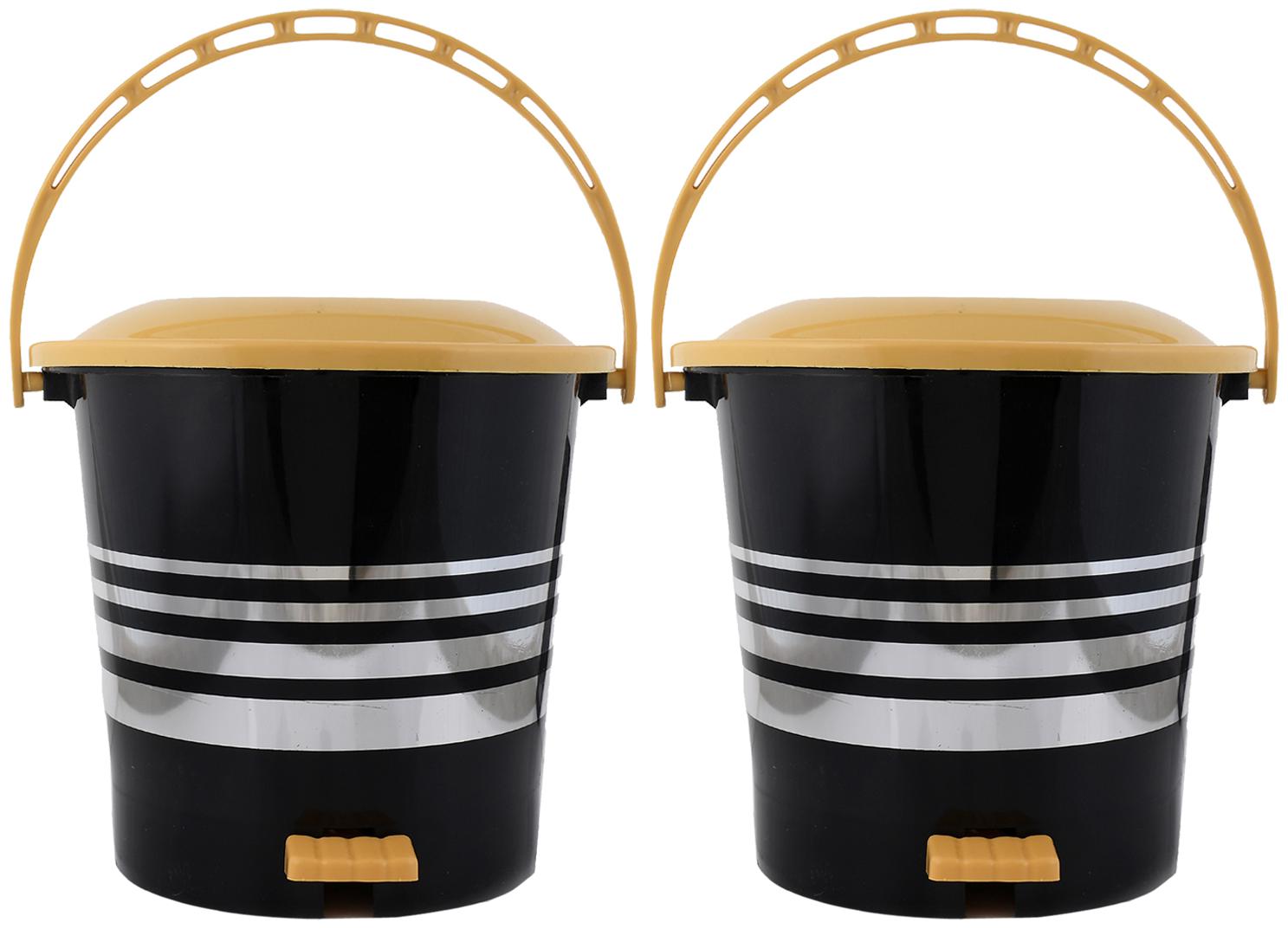 

Kuber Industries 2 pcs Plastic Dustbin Garbage Bin with Handle 10 L (Yellow) - CTHH17389
