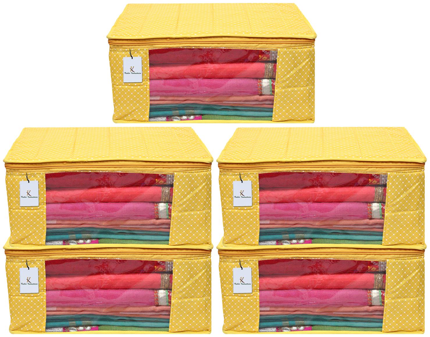 

Kuber Industries Polka Dots 5 Piece Cotton 3 Layered Quilted Saree Cover Yellow- CTHH12897