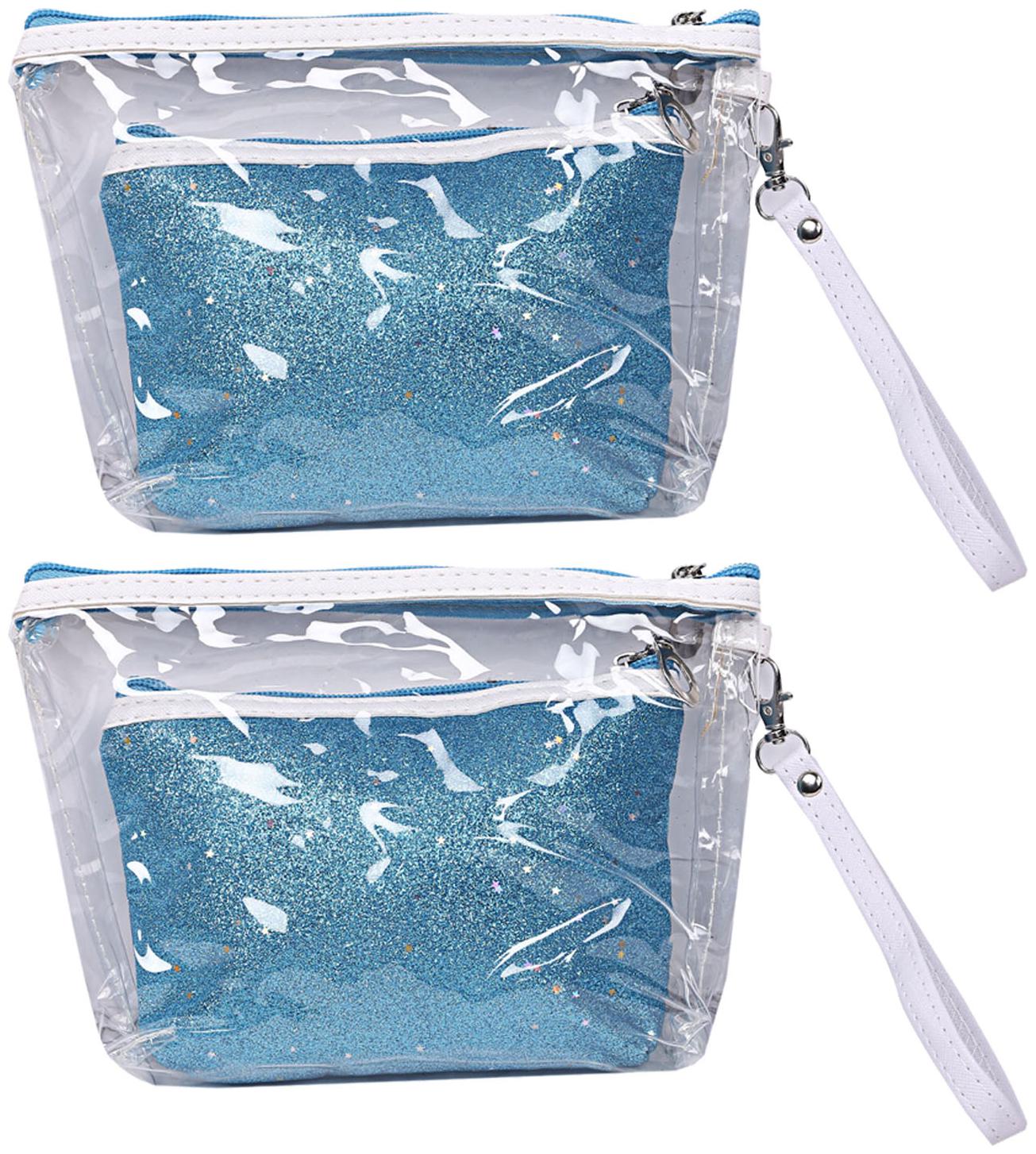 

Kuber Industries 4 Pieces Waterproof Toiletries Make Up Pouch Organizer Travel Pouch Set Sky Blue - CTHH13329