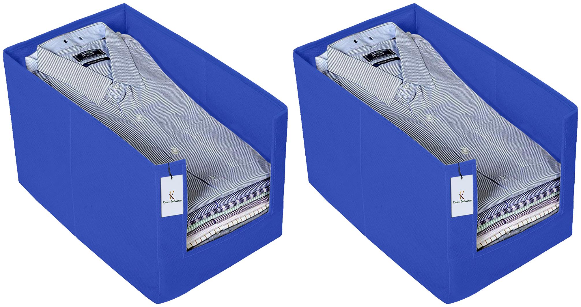 

Kuber Industries 2 pc Non Woven Shirt Stacker Wardrobe Organizer Set Blue- CTHH16207