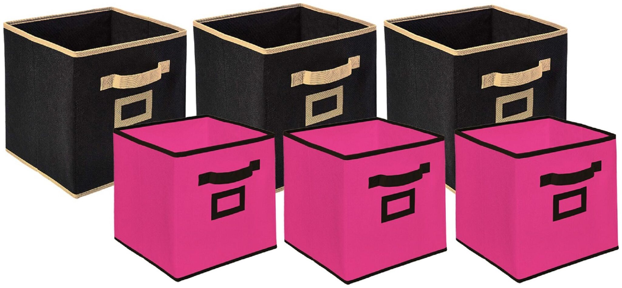 

Kuber Industries Non Woven 6 pcs Small Large Foldable Storage Organiser Cubes Boxes (Black Pink) - CTHH17080