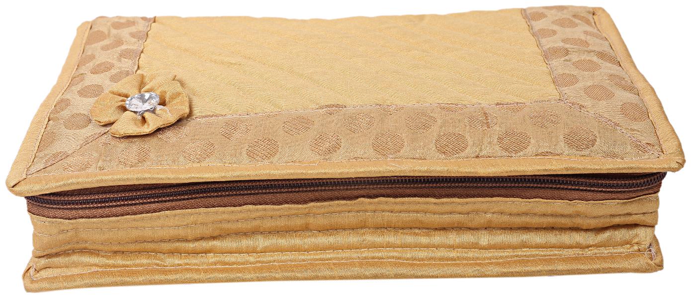 

Kuber Industries Bow Design Cotton Jewellery Kit Organiser (Gold)- CTHH12730