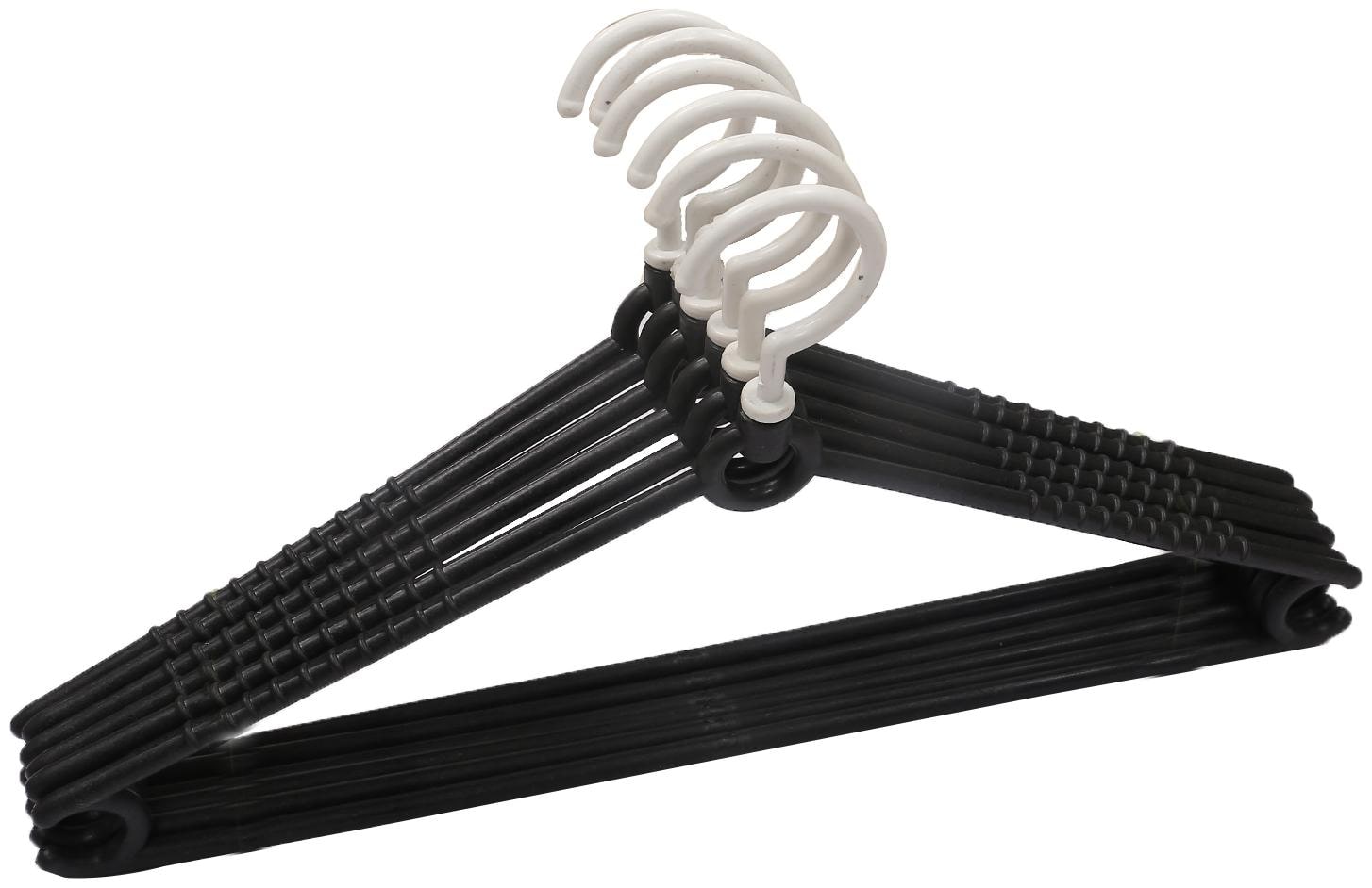 

Kuber Industries Plastic 6 pcs Hanger Set for wardrobe (Black White) CTHH11049