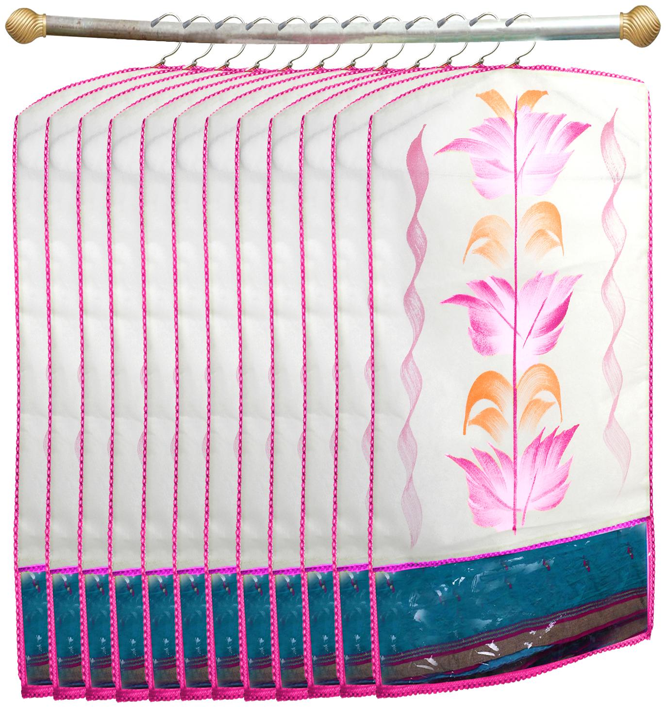 

Kuber Industries Printed 12 pc Non Woven Hanging Saree Cover Wardrobe Organiser (Pink) - CTHH18313