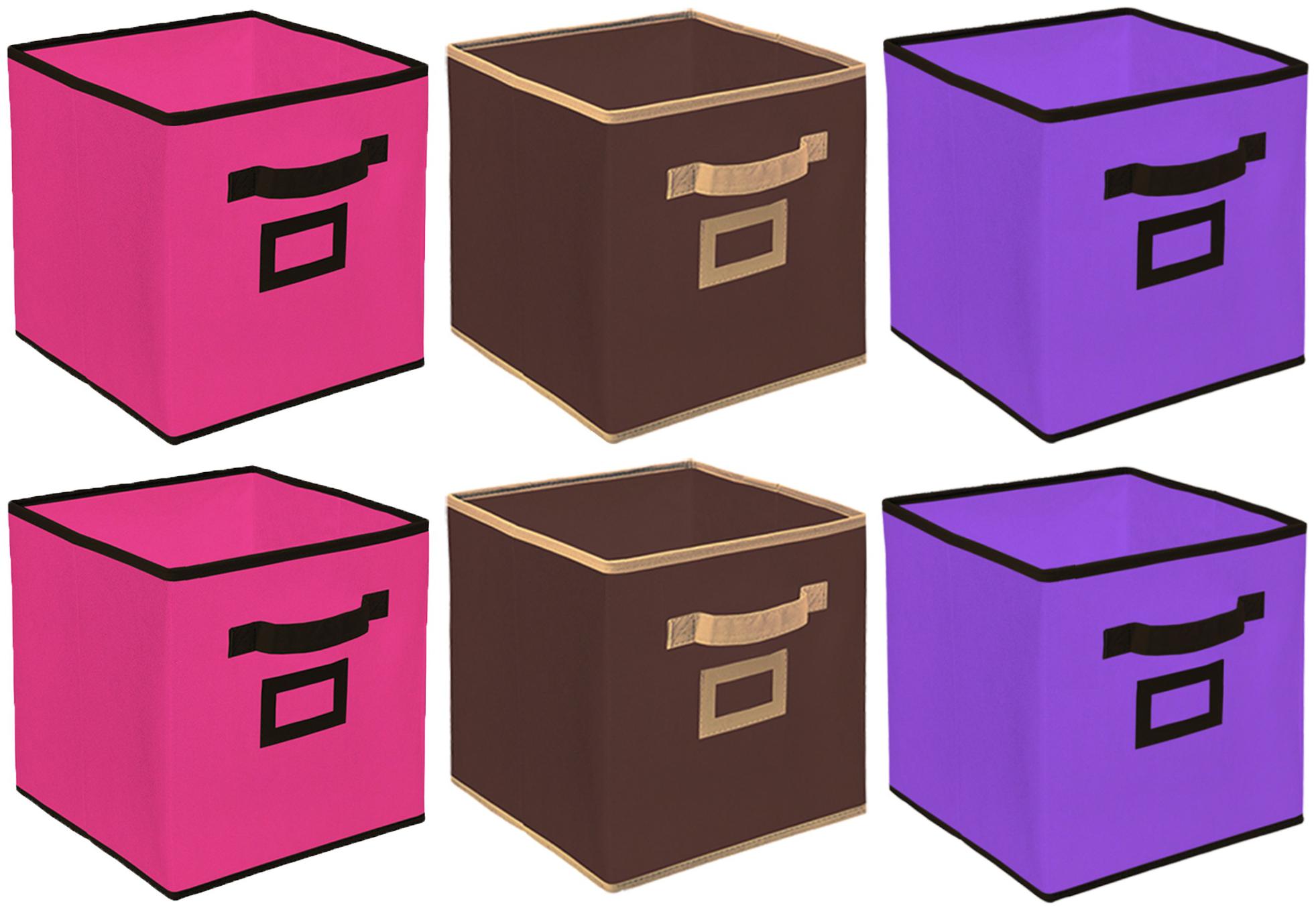 

Kuber Industries Non Woven 6 pcs Large Foldable Storage Organiser Cubes Boxes (Coffee Pink Purple) - CTHH17017