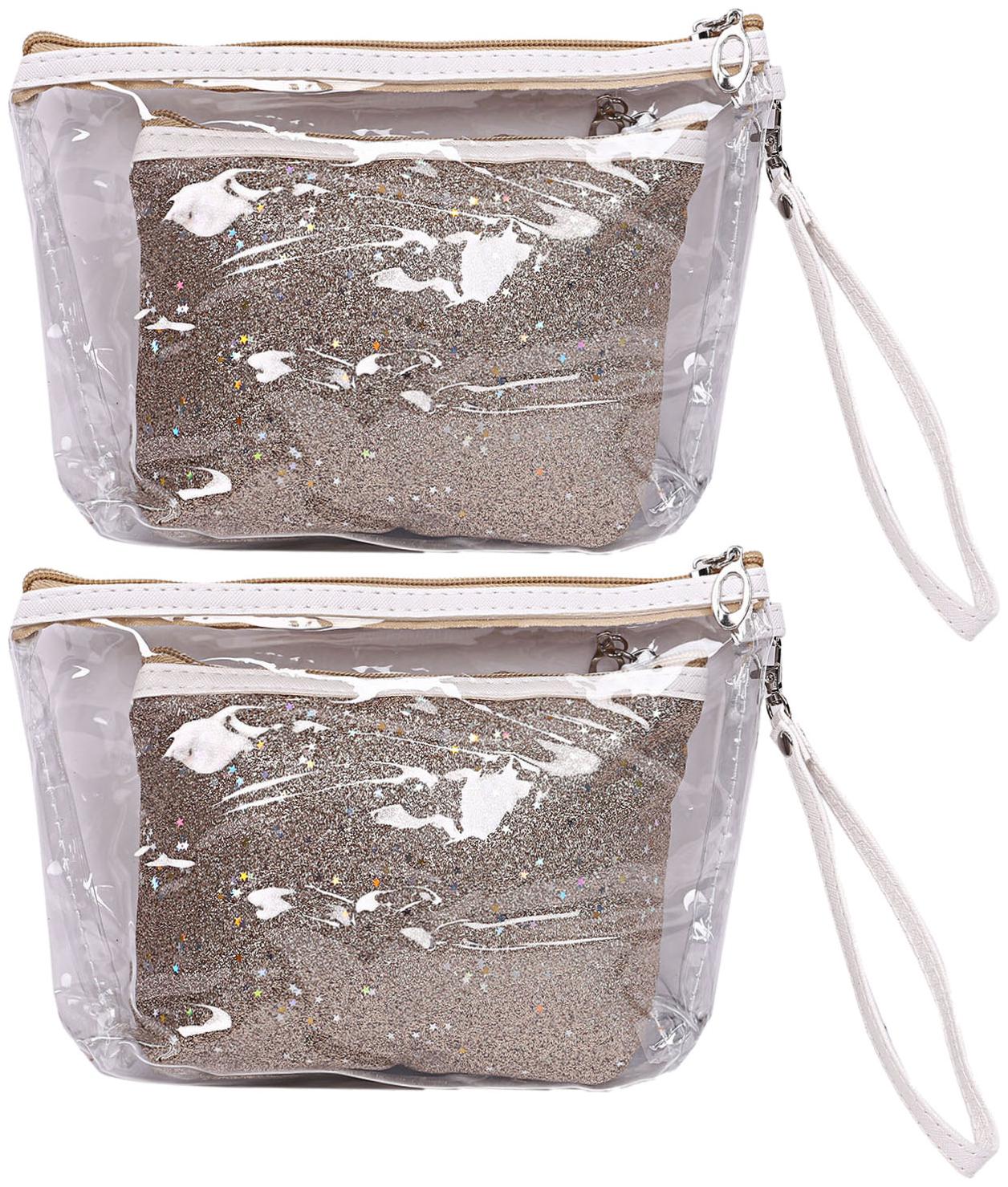 

Kuber Industries 4 Pieces Waterproof Toiletries Make Up Pouch Organizer Travel Pouch Set Gold - CTHH13332