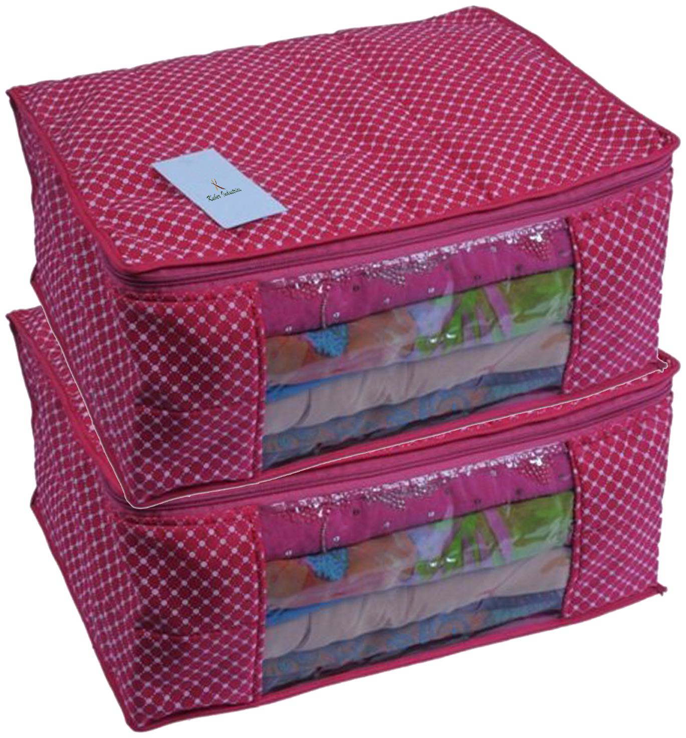 

Kuber Industries Cotton 2 pcs Hathkadi Print Saree Cover (Pink) CTHH18870