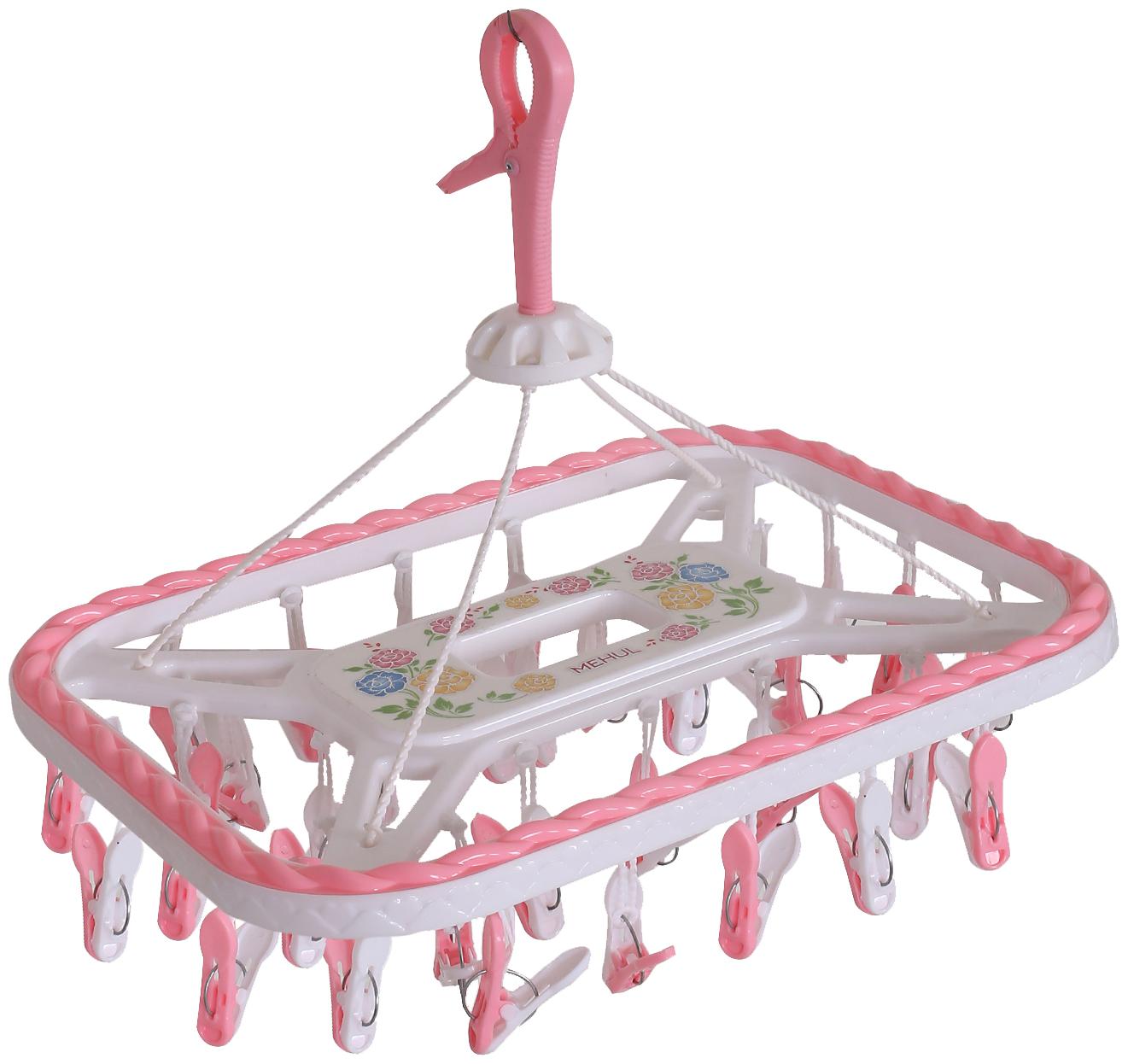 

Kuber Industries Plastic 32 Clips Baby Clothes Hanger (Pink) - CTHH21451