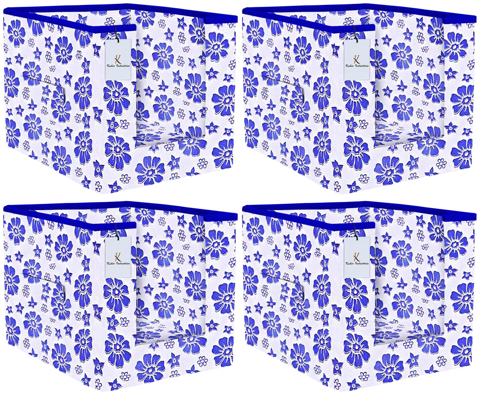 

Kuber Industries Flower Printed 4 pc Non Woven Shirt Stacker Wardrobe Organizer Set (Royal Blue) - CTHH16727