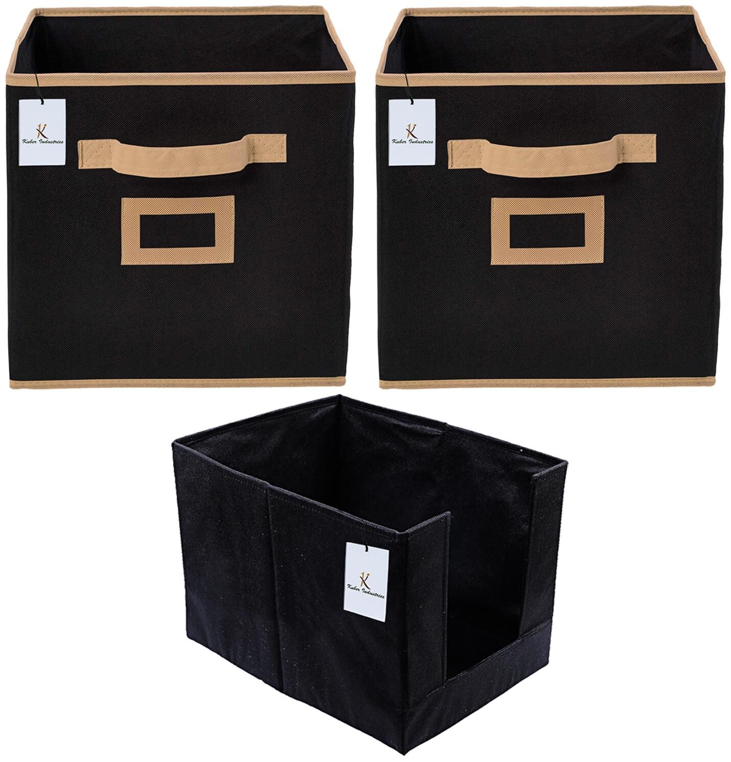 

Kuber Industries Non Woven 1 pc Shirt Stacker Wardrobe Organizer And 2 pc Small Foldable Storage Organiser Cubes Boxes (Black) - CTHH17720