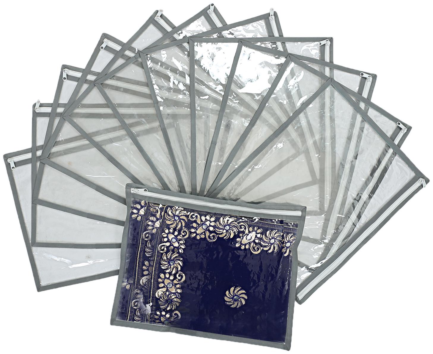 

Kuber Industries PVC 12 pcs Single Packing Saree Cover (Grey)- CTHH10244