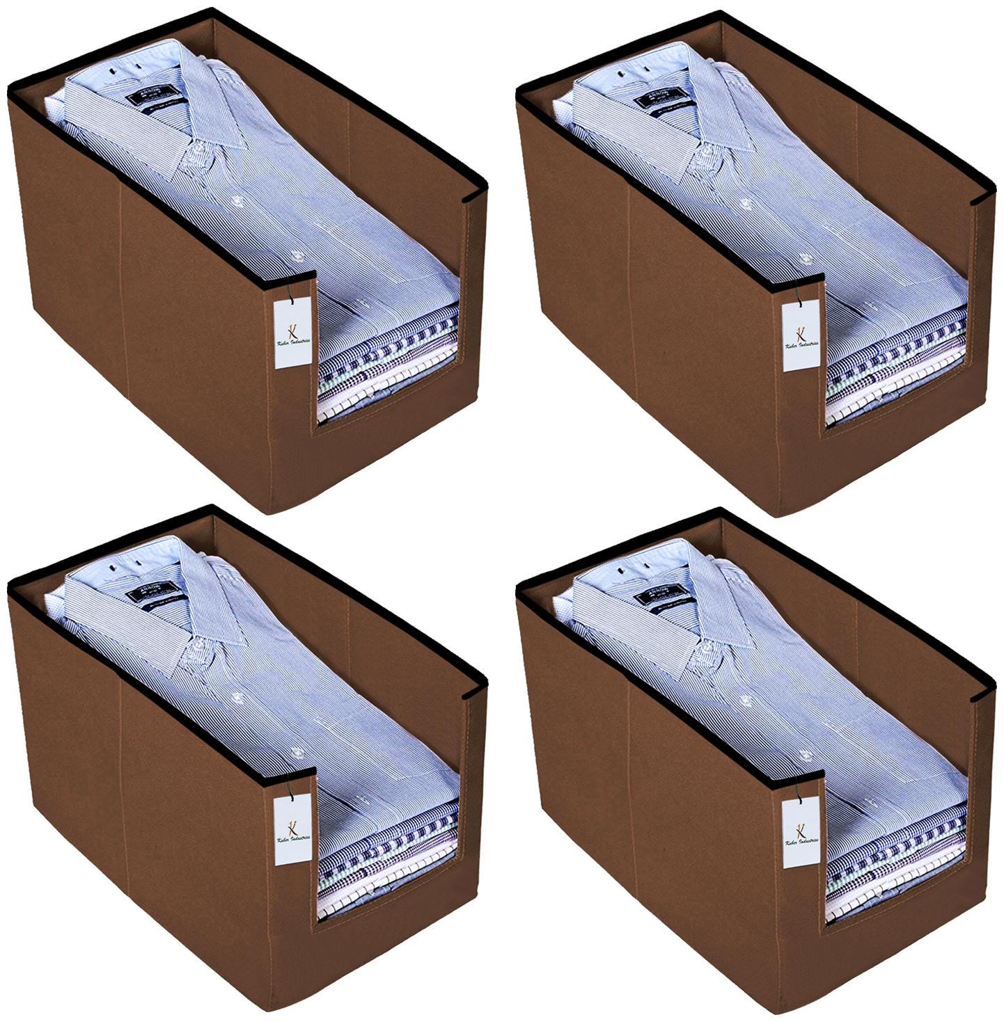 

Kuber Industries 4 Piece Non Woven Shirt Stacker Wardrobe Organizer Set Brown-CTLTC31838 CTHH22546