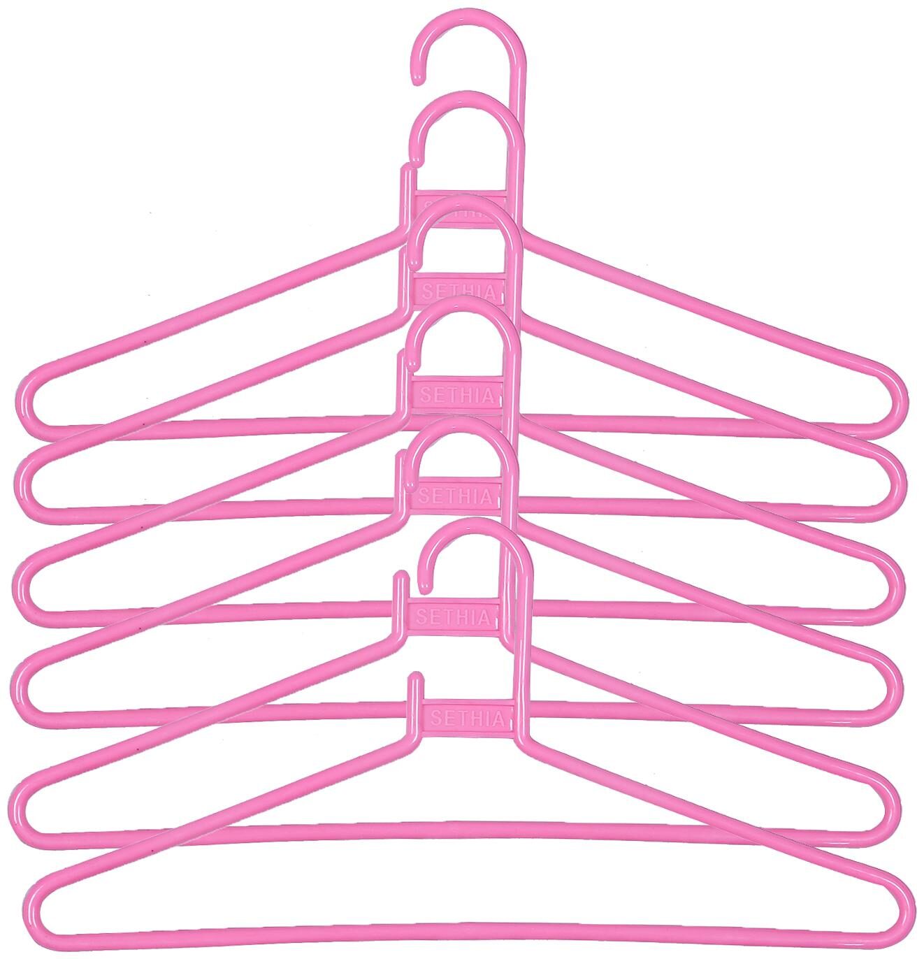 

Kuber Industries Plastic 6 pcs Hanger Set for wardrobe (Pink) CTHH10962